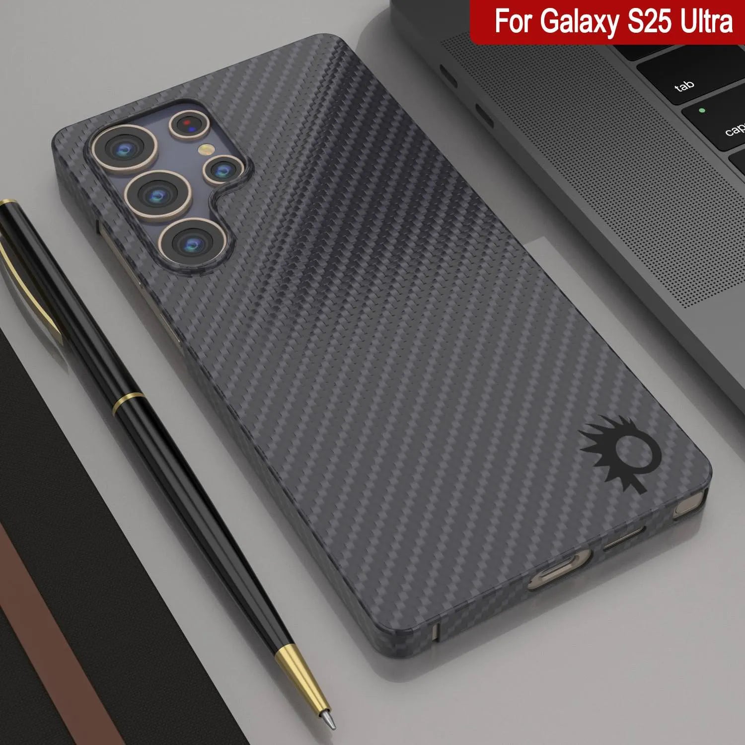 Punkcase Galaxy S25 Ultra Carbon Fiber Case [AramidShield Series] Ultra Slim & Light Kevlar [Black]