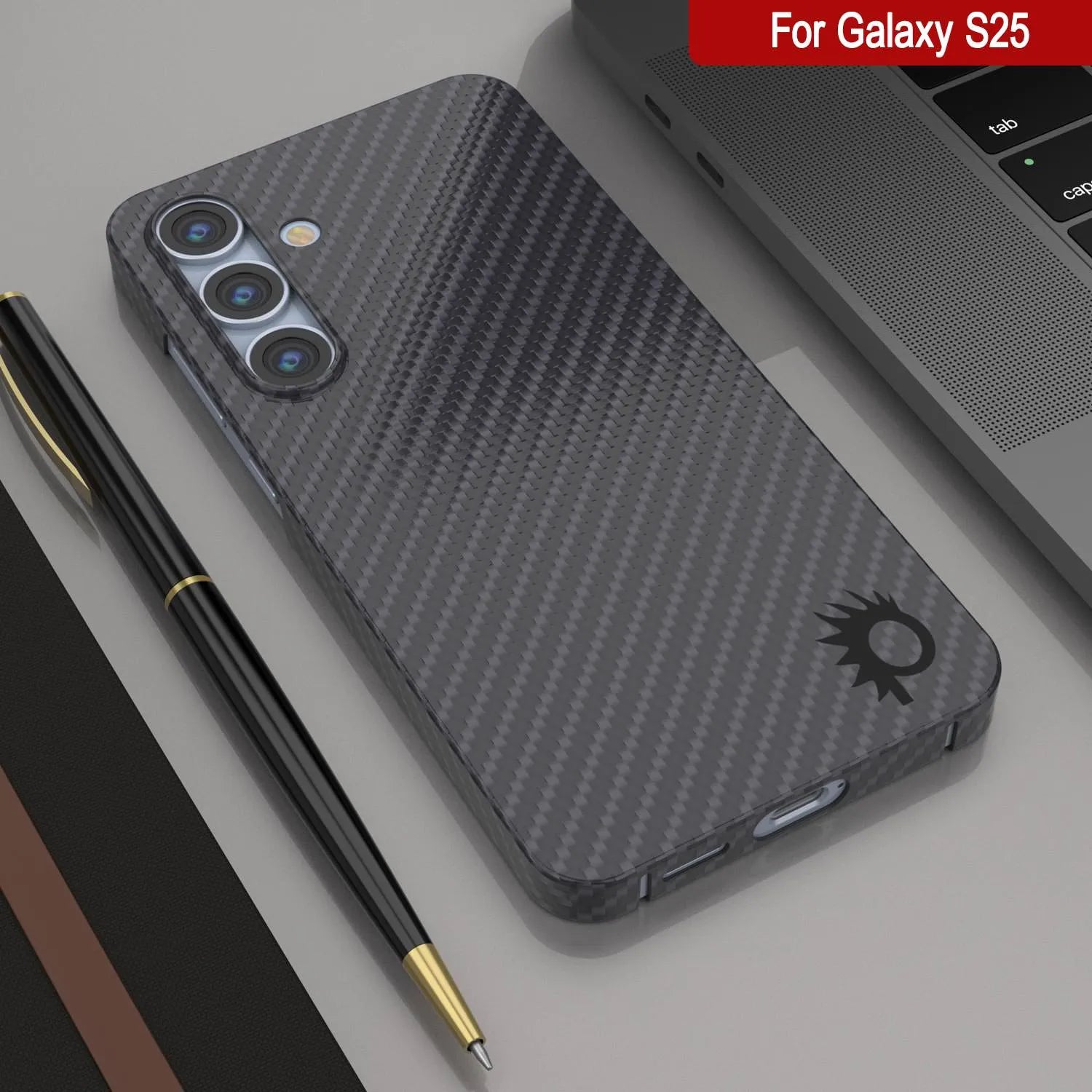 Punkcase Galaxy S25 Carbon Fiber Case [AramidShield Series] Ultra Slim & Light Kevlar [Black]