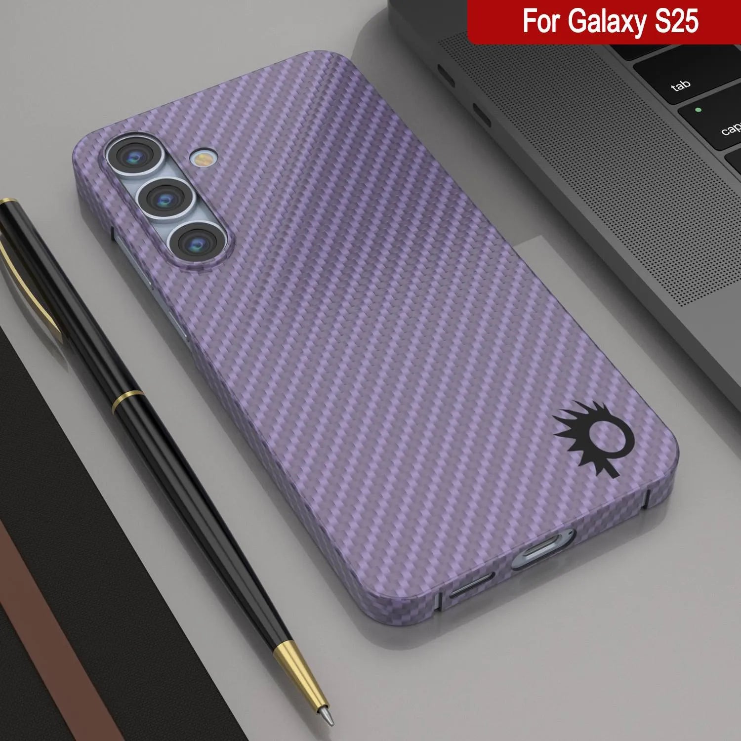 Punkcase Galaxy S25 Carbon Fiber Case [AramidShield Series] Ultra Slim & Light Kevlar [Lilac]