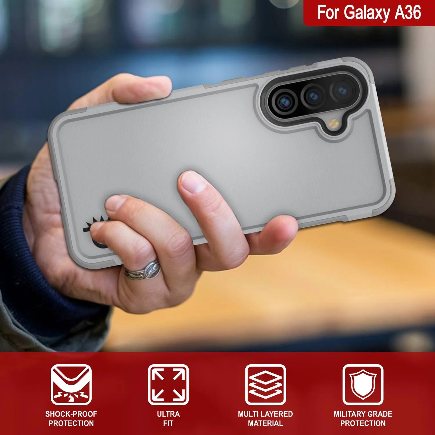 PunkCase Galaxy A36 Case, [Spartan 2.0 Series] Clear Rugged Heavy Duty Cover [White]