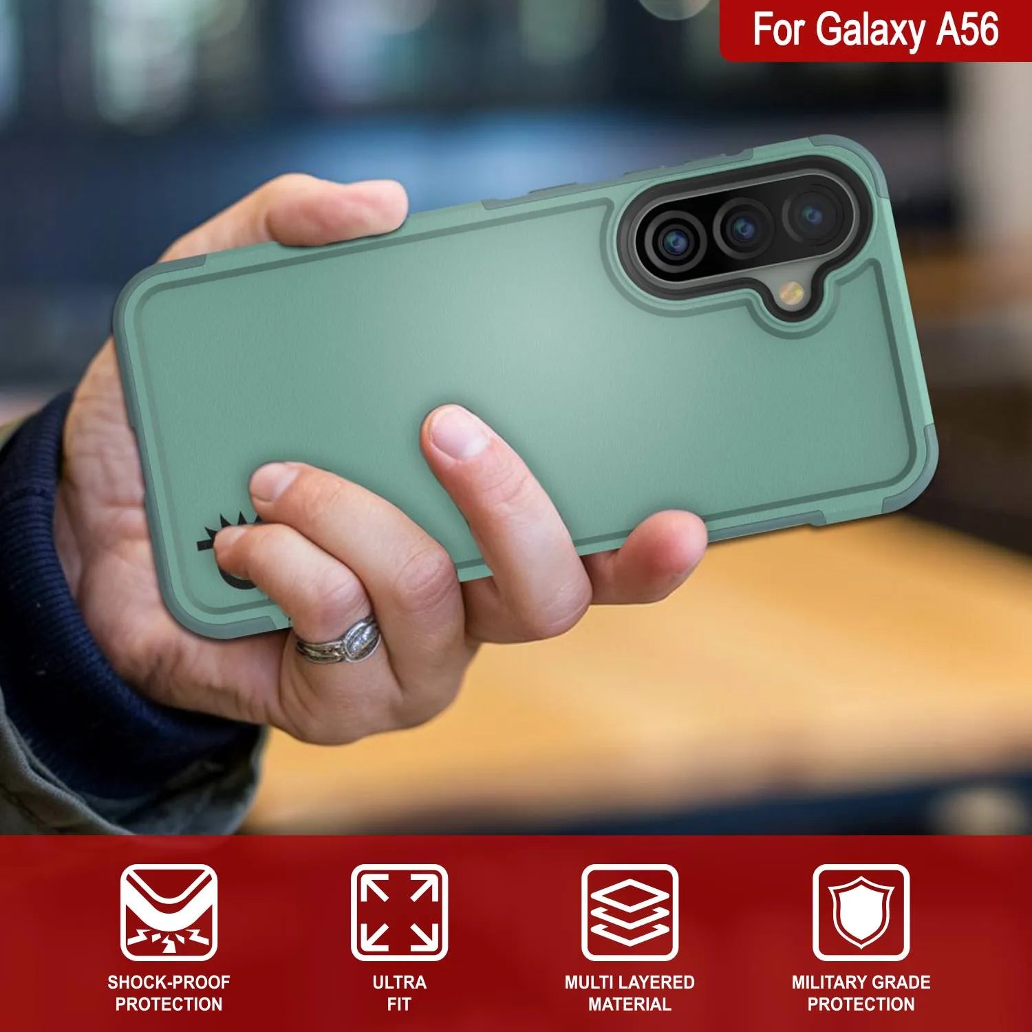 PunkCase Galaxy A56 Case, [Spartan 2.0 Series] Clear Rugged Heavy Duty Cover [Teal]