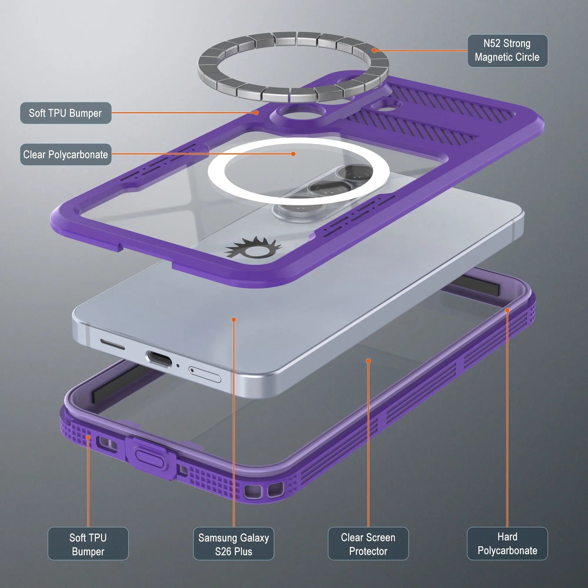 Galaxy S26+ Plus Waterproof Case [Alpine 2.0 Series] [Slim Fit] [IP68 Certified] [Shockproof] [Purple]