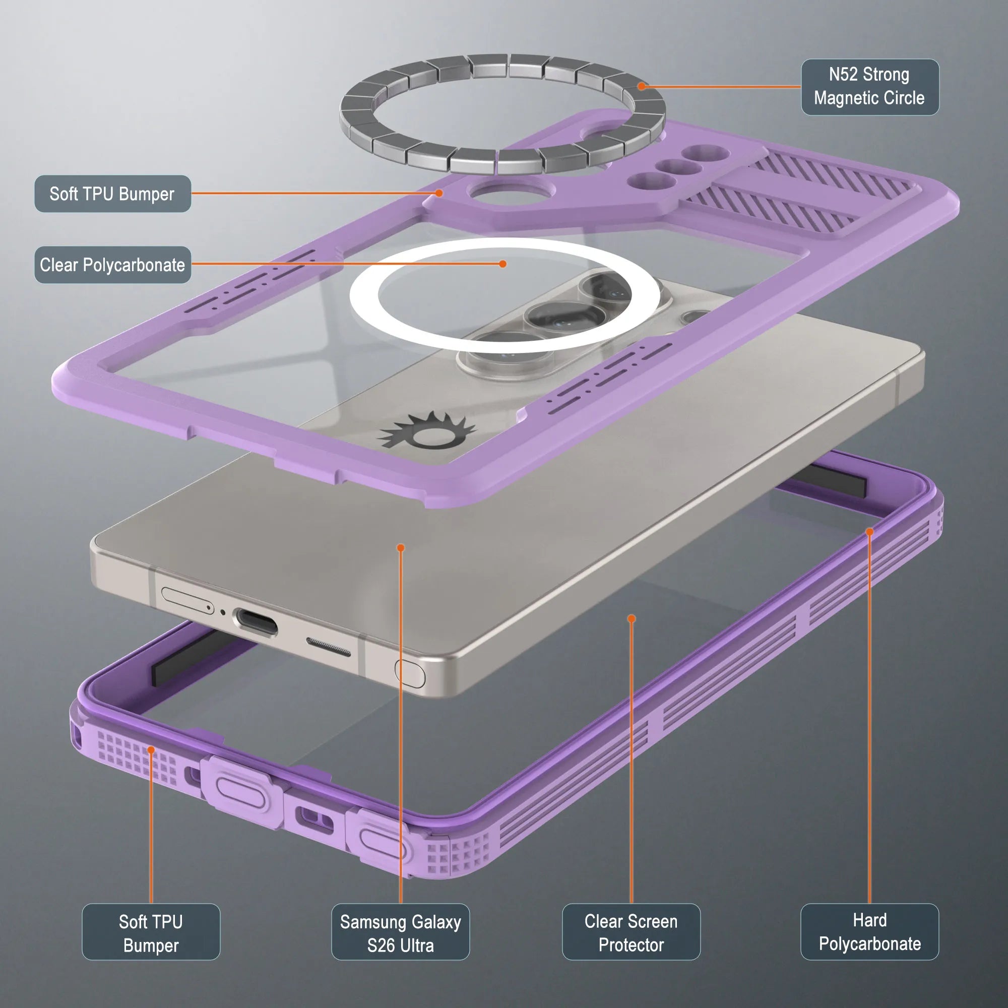 Galaxy S26 Ultra Waterproof Case [Alpine 2.0 Series] [Slim Fit] [IP68 Certified] [Shockproof] [Lilac]