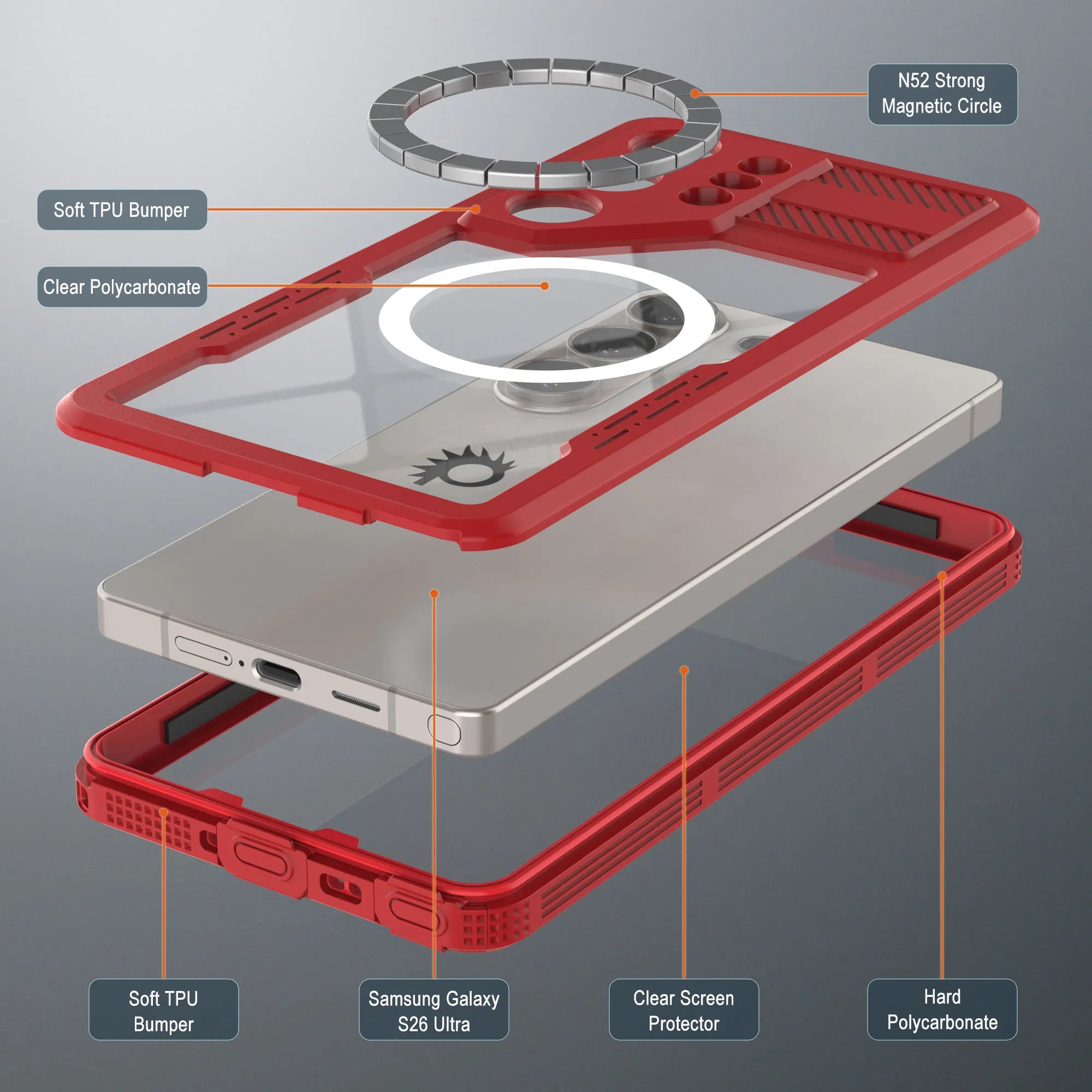 Galaxy S26 Ultra Waterproof Case [Alpine 2.0 Series] [Slim Fit] [IP68 Certified] [Shockproof] [Red]