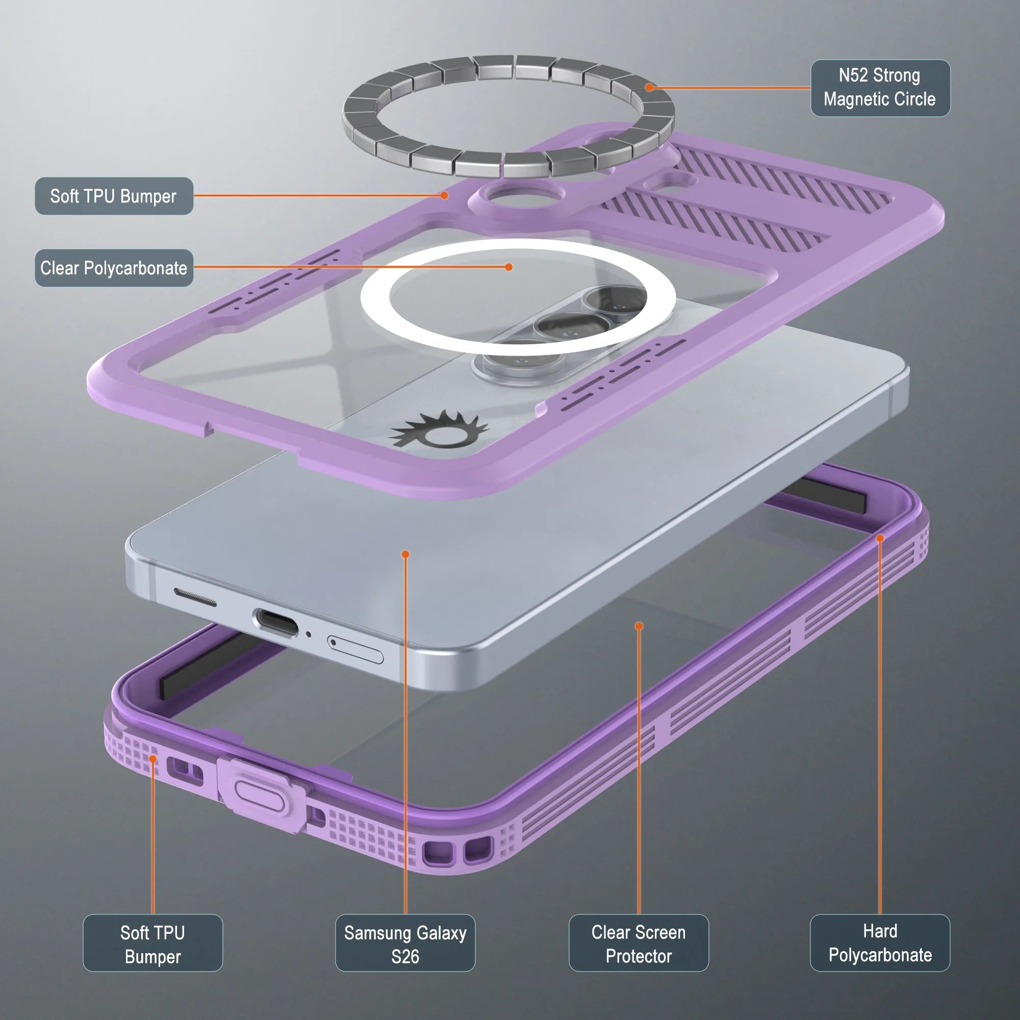 Galaxy S26 Waterproof Case [Alpine 2.0 Series] [Slim Fit] [IP68 Certified] [Shockproof] [Lilac]