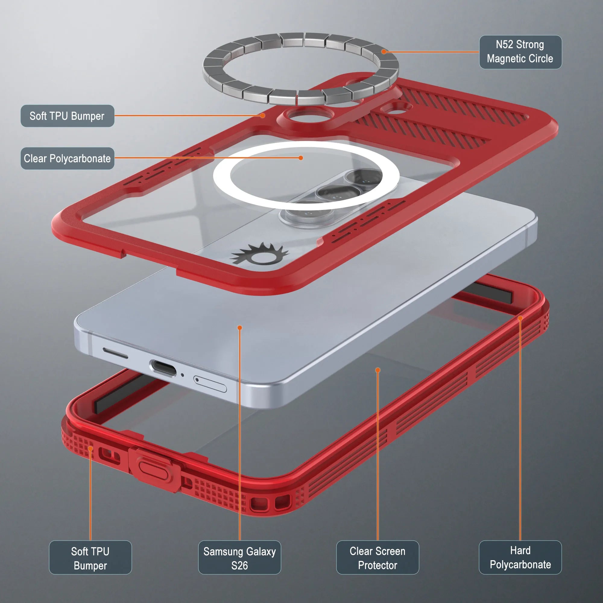 Galaxy S26 Waterproof Case [Alpine 2.0 Series] [Slim Fit] [IP68 Certified] [Shockproof] [Red]
