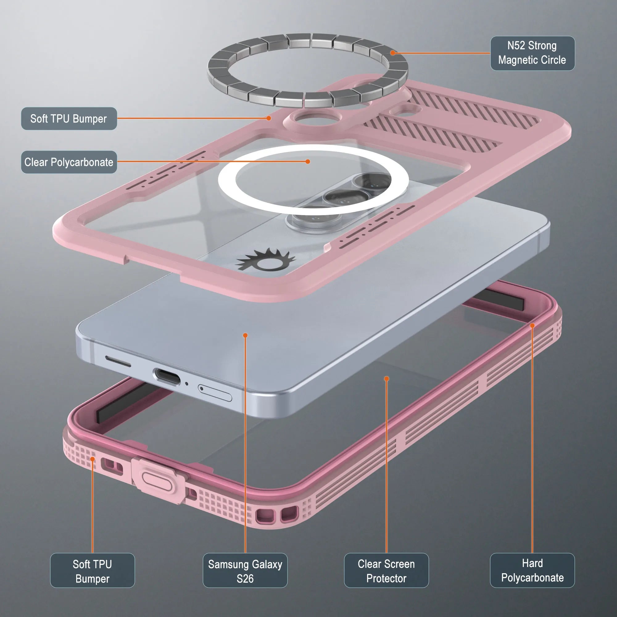 Galaxy S26 Waterproof Case [Alpine 2.0 Series] [Slim Fit] [IP68 Certified] [Shockproof] [Pink]