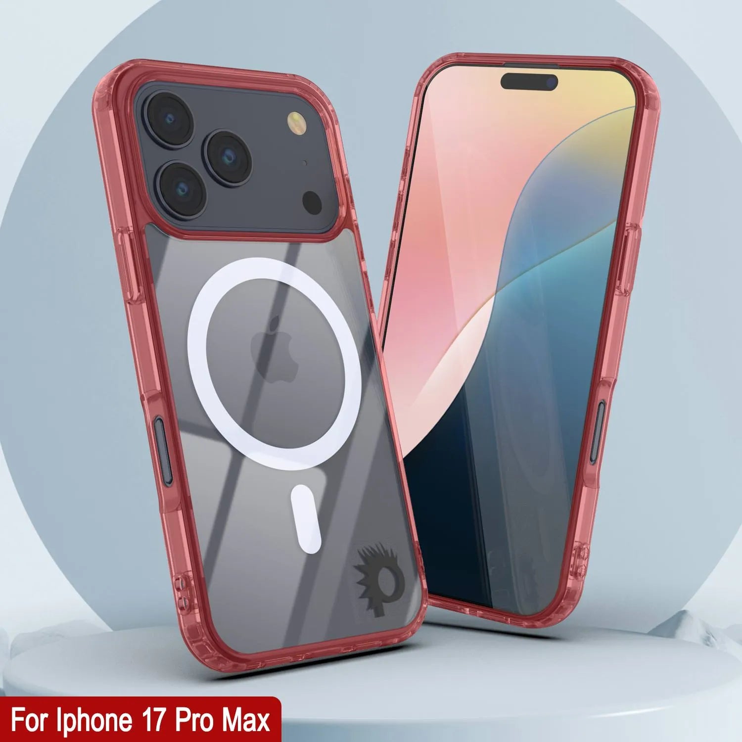 Punkcase iPhone 17 Pro Max Magnetic Wireless Charging Case [ClearMag Series][Red]