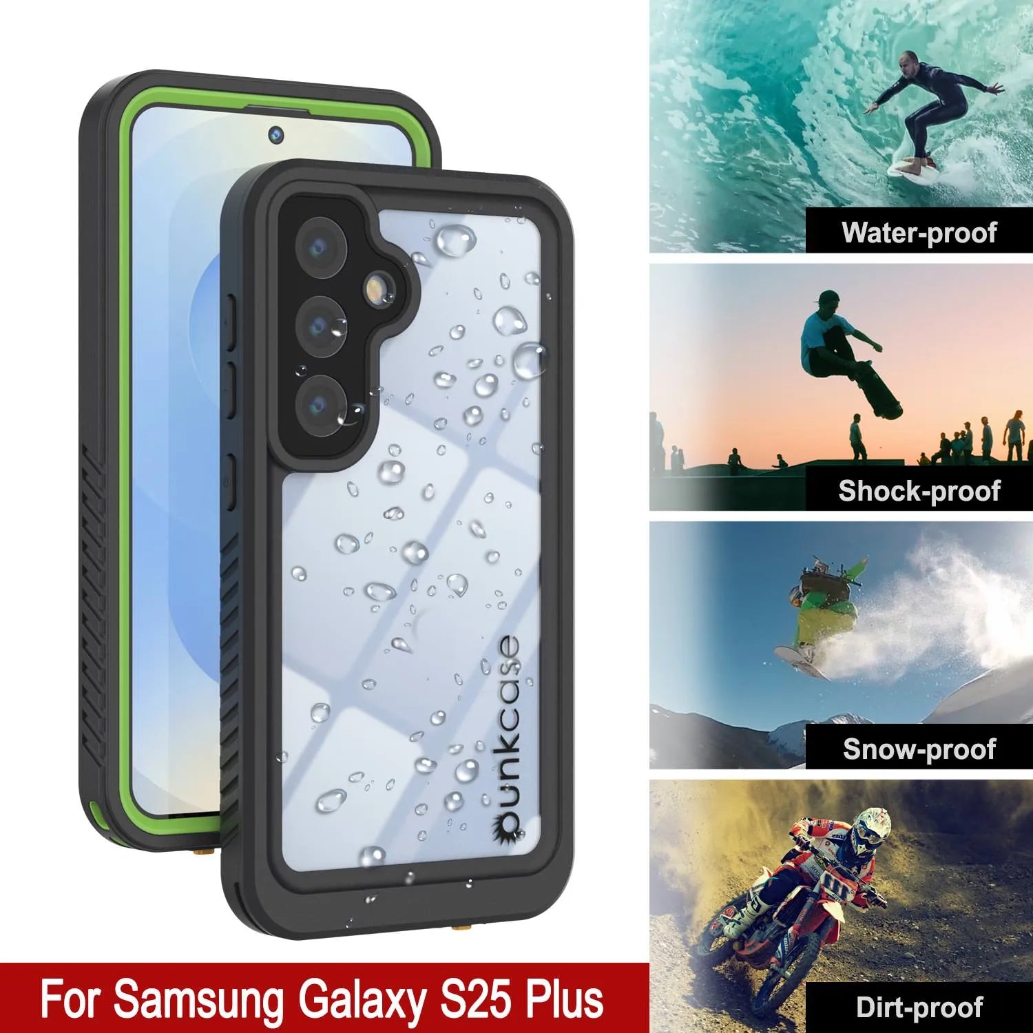 Galaxy S25+ Plus Water/ Shockproof [Extreme Series] With Screen Protector Case [Light Green]