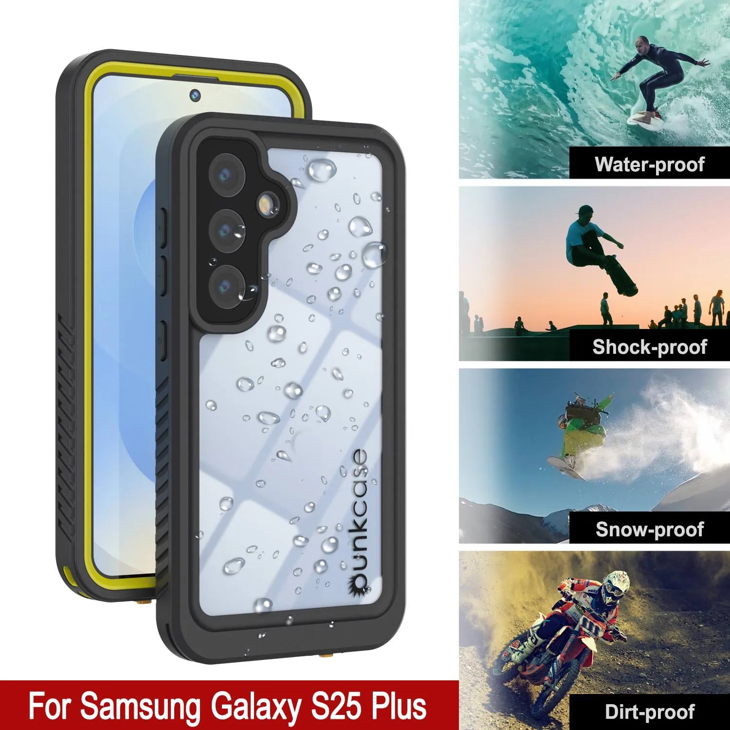 Galaxy S25+ Plus Water/ Shockproof [Extreme Series] With Screen Protector Case [Yellow]