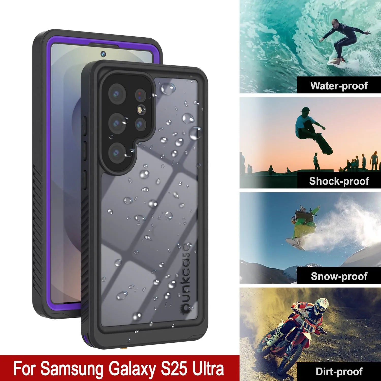 Galaxy S25 Ultra Water/ Shockproof [Extreme Series] With Screen Protector Case [Purple]