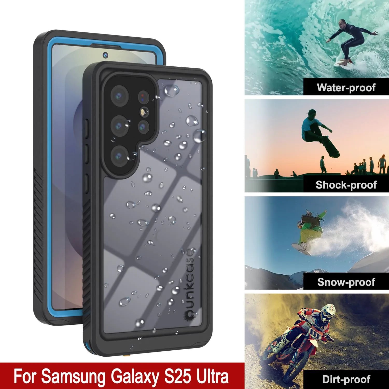 Galaxy S25 Ultra Water/ Shockproof [Extreme Series] With Screen Protector Case [Light Blue]