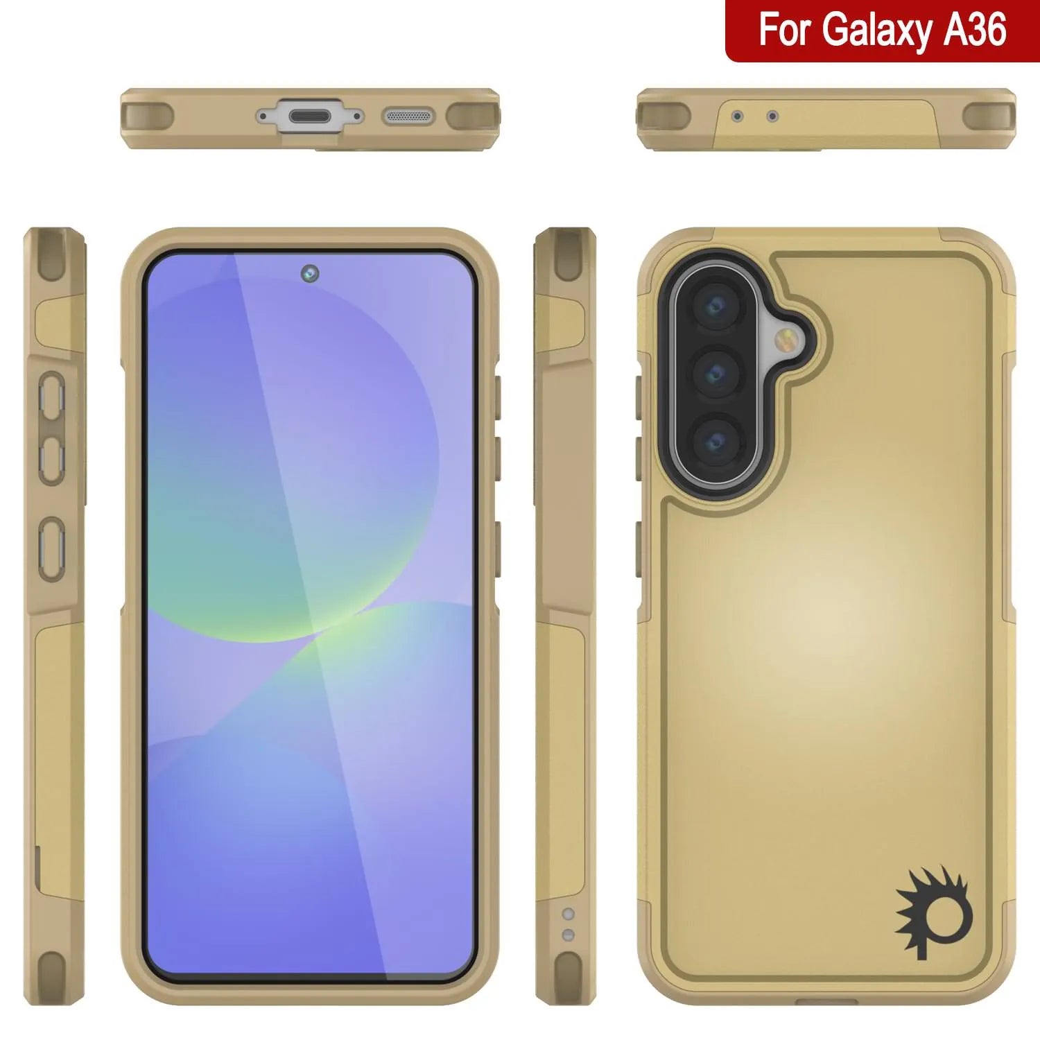 PunkCase Galaxy A36 Case, [Spartan 2.0 Series] Clear Rugged Heavy Duty Cover [Yellow]