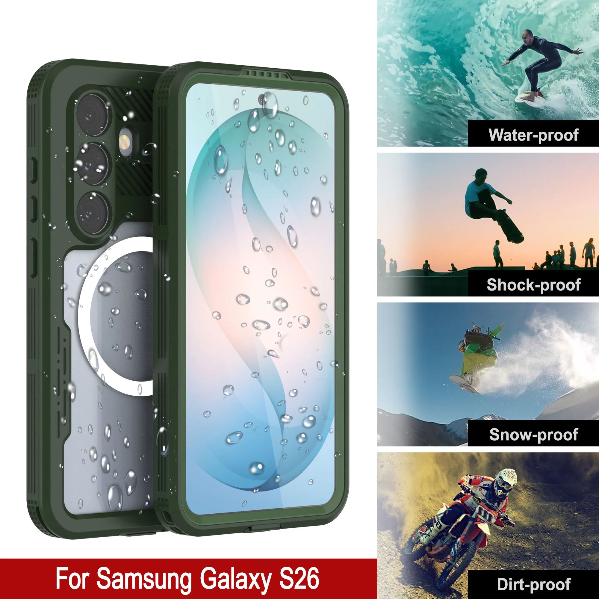Galaxy S26 Waterproof Case [Alpine 2.0 Series] [Slim Fit] [IP68 Certified] [Shockproof] [Green]