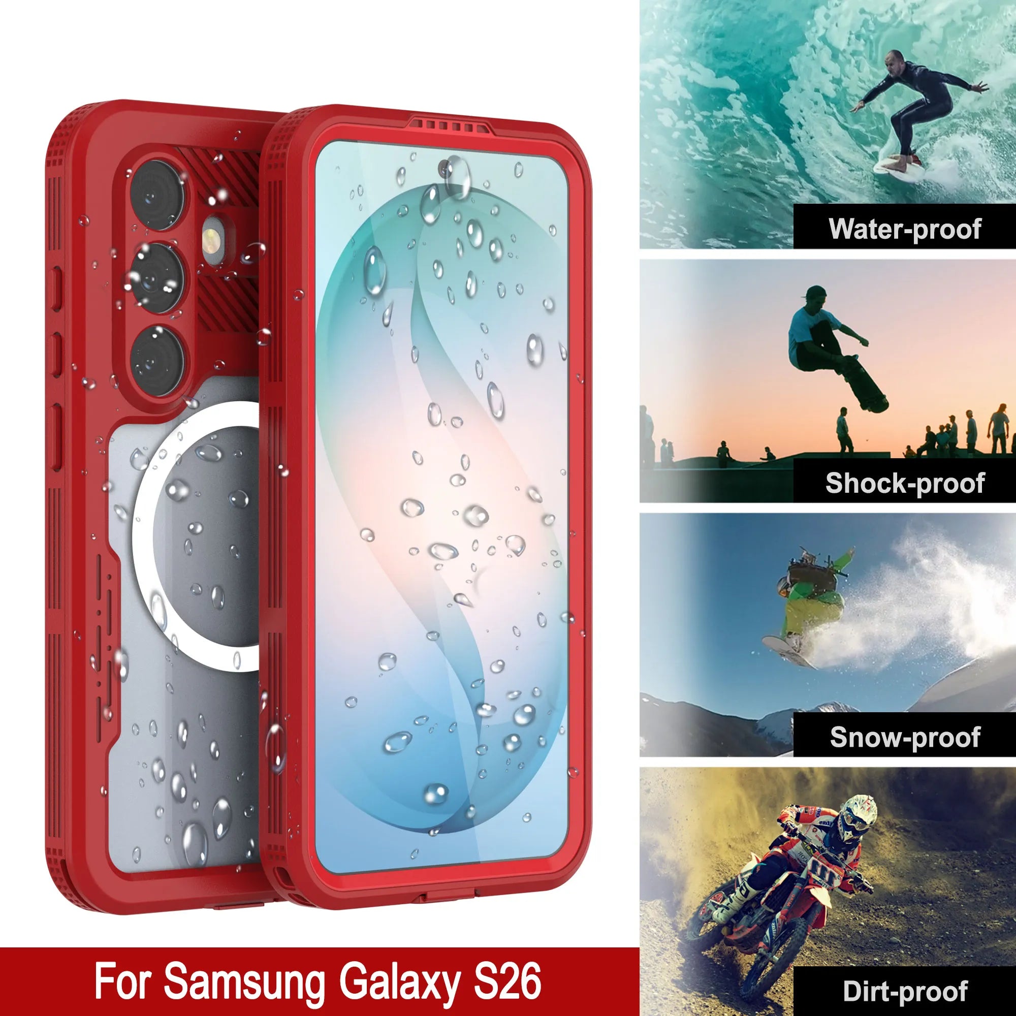 Galaxy S26 Waterproof Case [Alpine 2.0 Series] [Slim Fit] [IP68 Certified] [Shockproof] [Red]