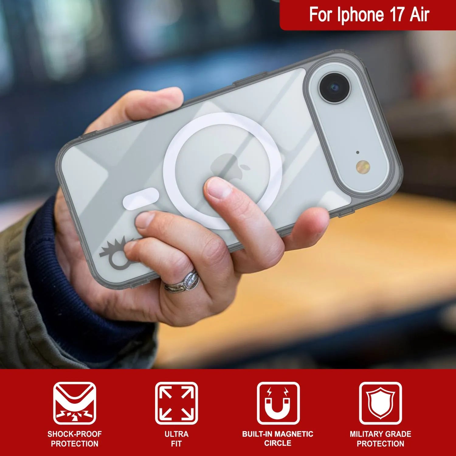 Punkcase iPhone 17 Air Magnetic Wireless Charging Case [ClearMag Series][Silver]