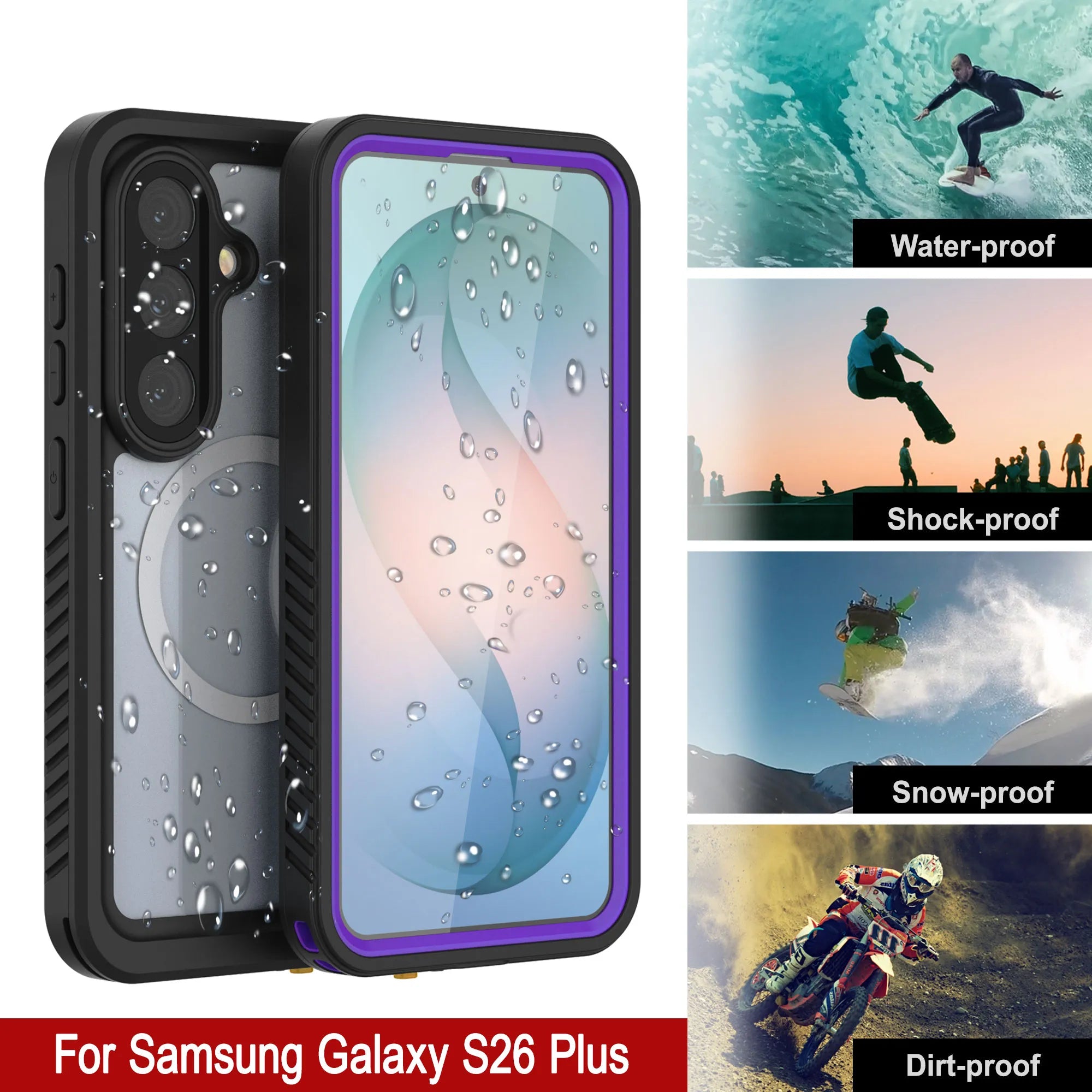 Galaxy S26 Plus Waterproof Case, Punkcase [Extreme Mag Series] Armor Cover W/ Built In Screen Protector [Grey]