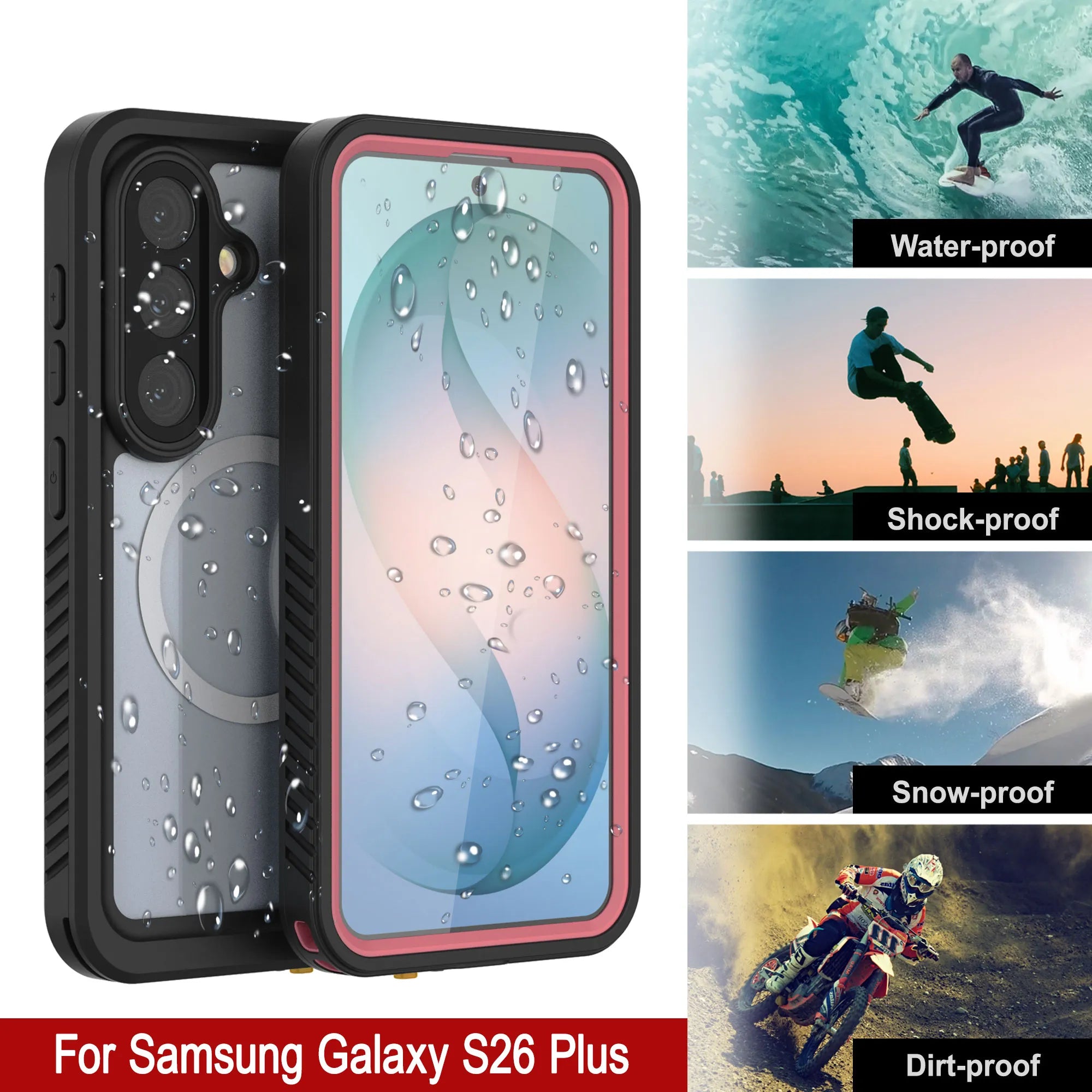 Galaxy S26 Plus Waterproof Case, Punkcase [Extreme Mag Series] Armor Cover W/ Built In Screen Protector [Pink]