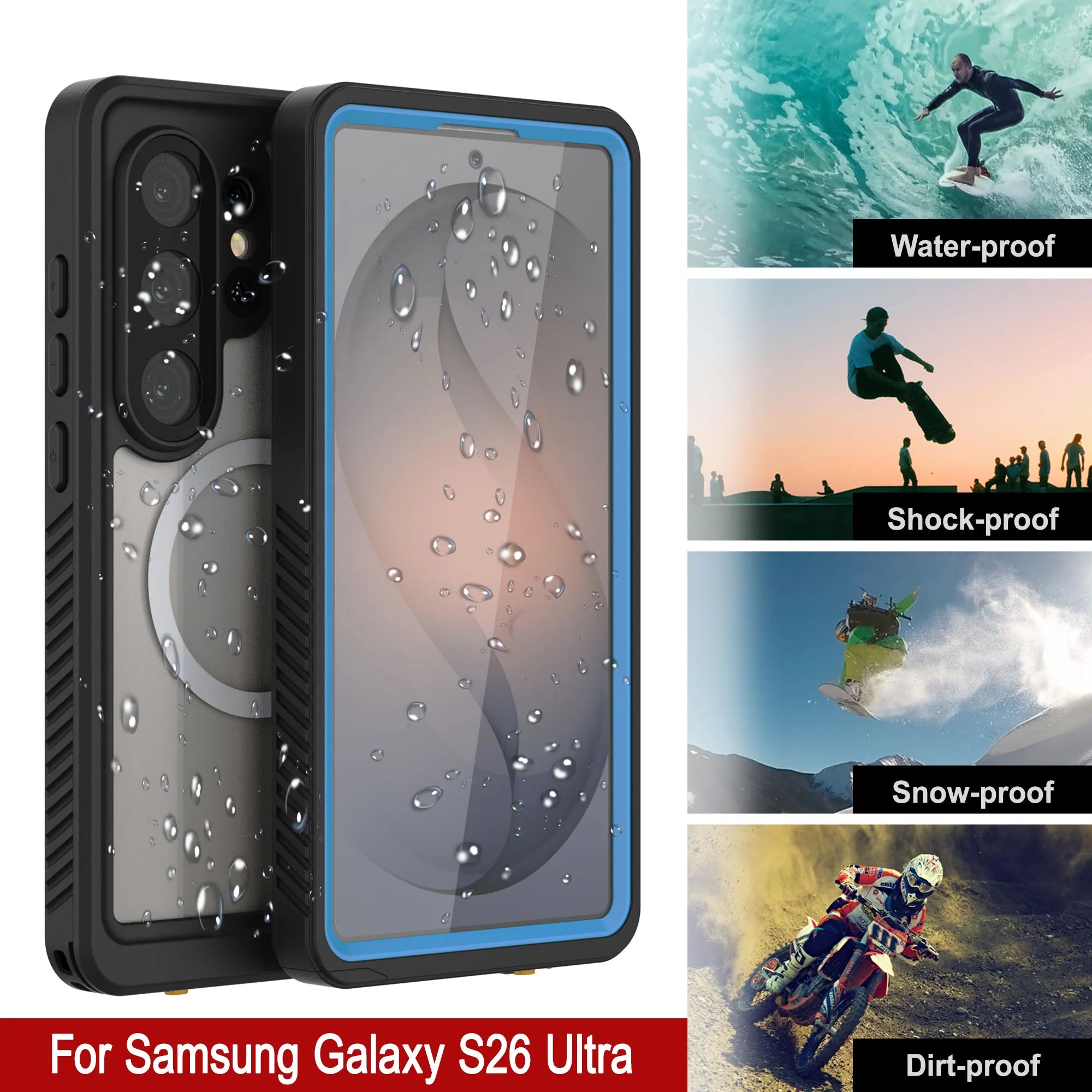 Galaxy S26 Ultra Waterproof Case, Punkcase [Extreme Mag Series] Armor Cover W/ Built In Screen Protector [Blue]