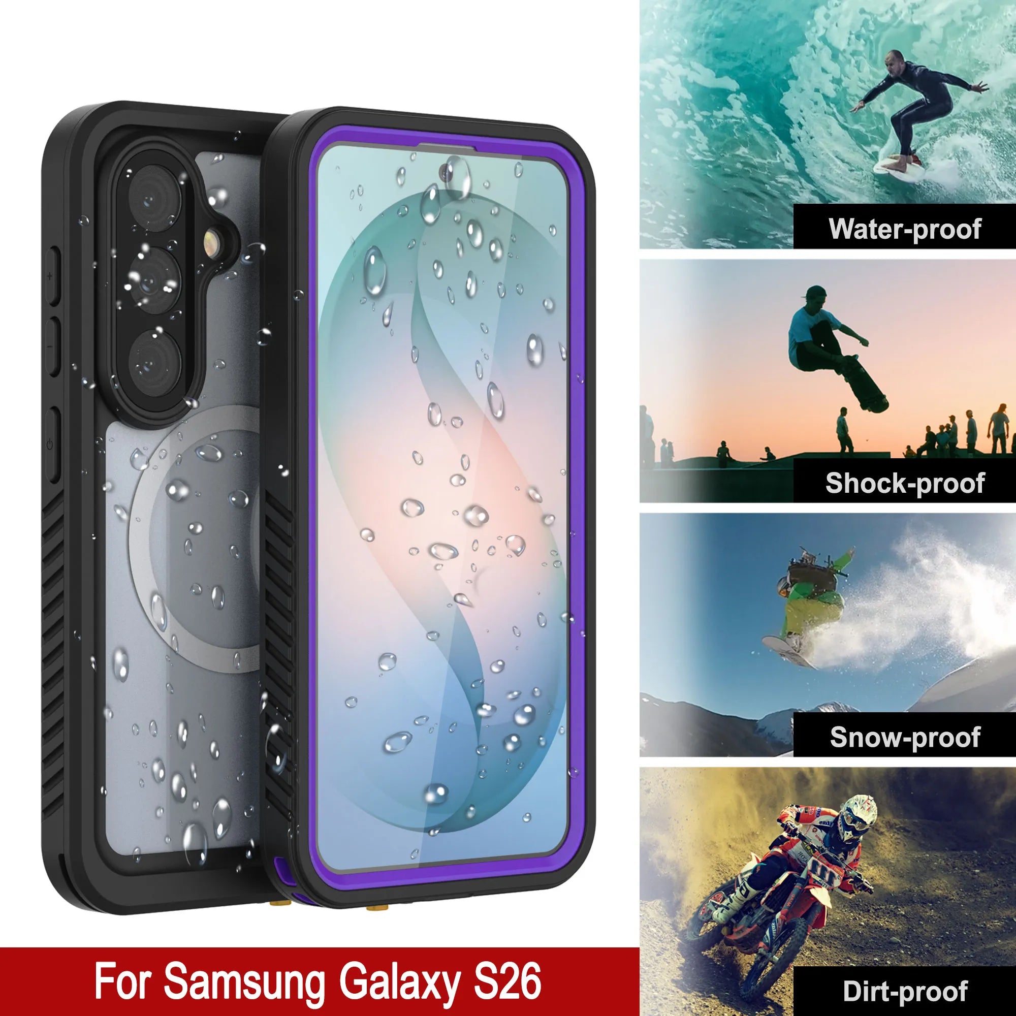 Galaxy S26 Waterproof Case, Punkcase [Extreme Mag Series] Armor Cover W/ Built In Screen Protector [Purple]