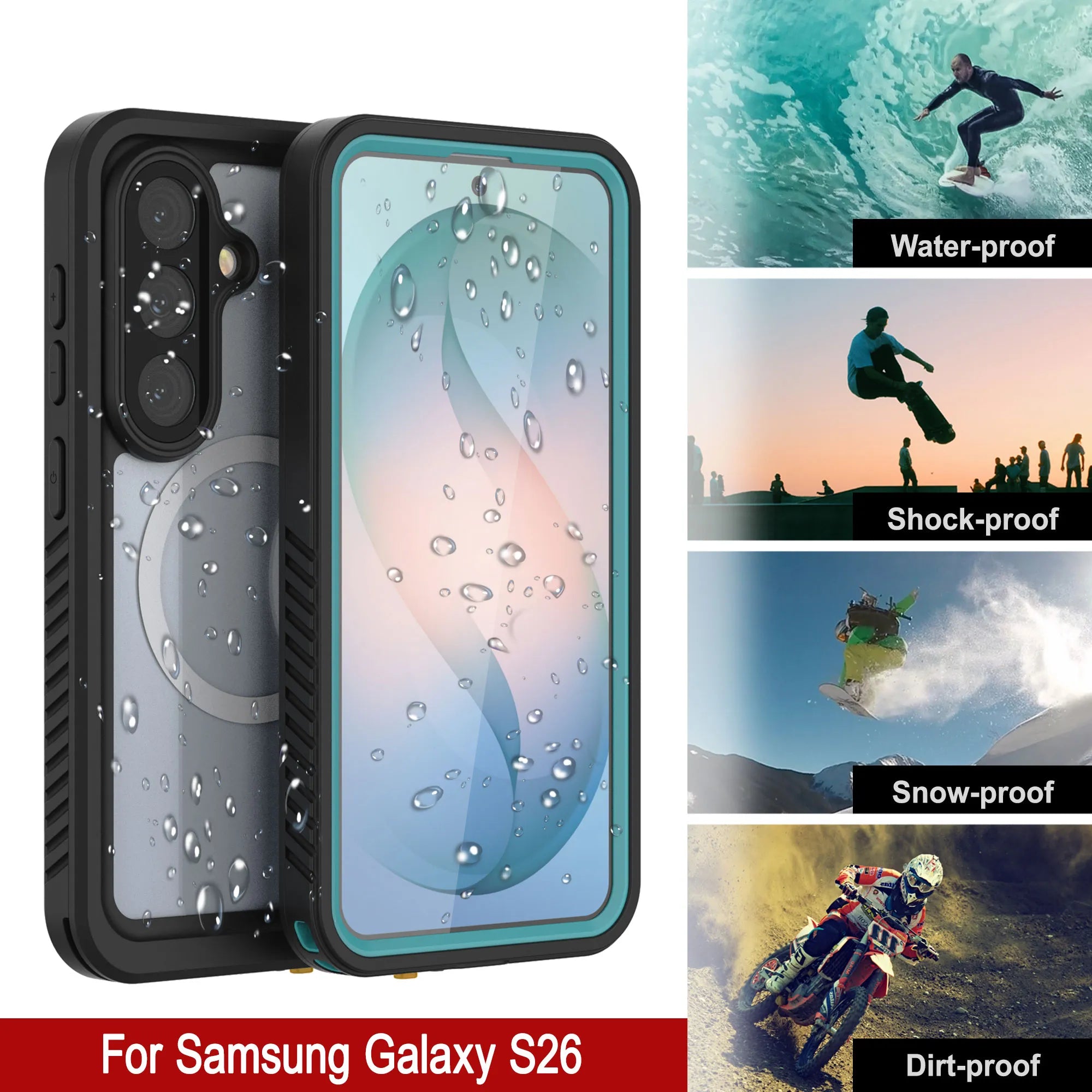 Galaxy S26 Waterproof Case, Punkcase [Extreme Mag Series] Armor Cover W/ Built In Screen Protector [Teal]