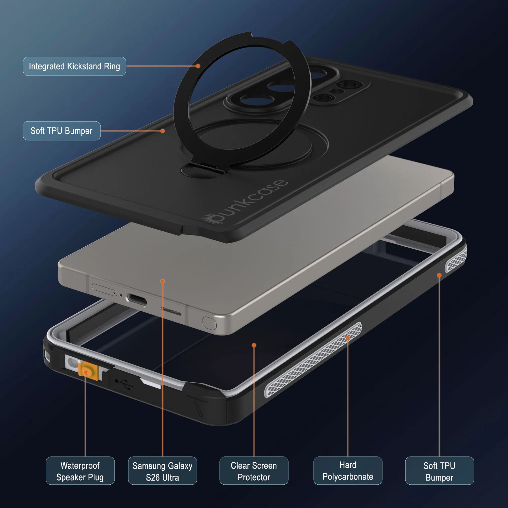 Galaxy S26 Ultra Waterproof Case [Kickstud 2.0 Series] Protective IP68 Cover W/Screen Protector & Kickstand [White]