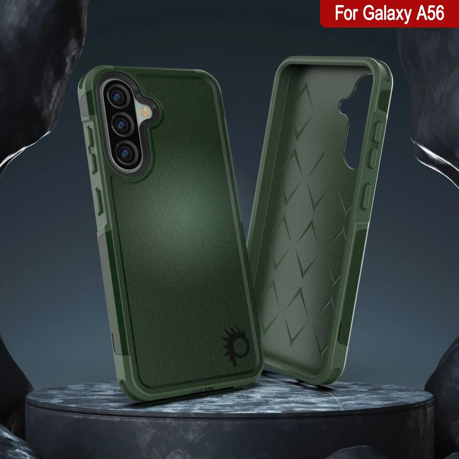 PunkCase Galaxy A56 Case, [Spartan 2.0 Series] Clear Rugged Heavy Duty Cover [Dark Green]