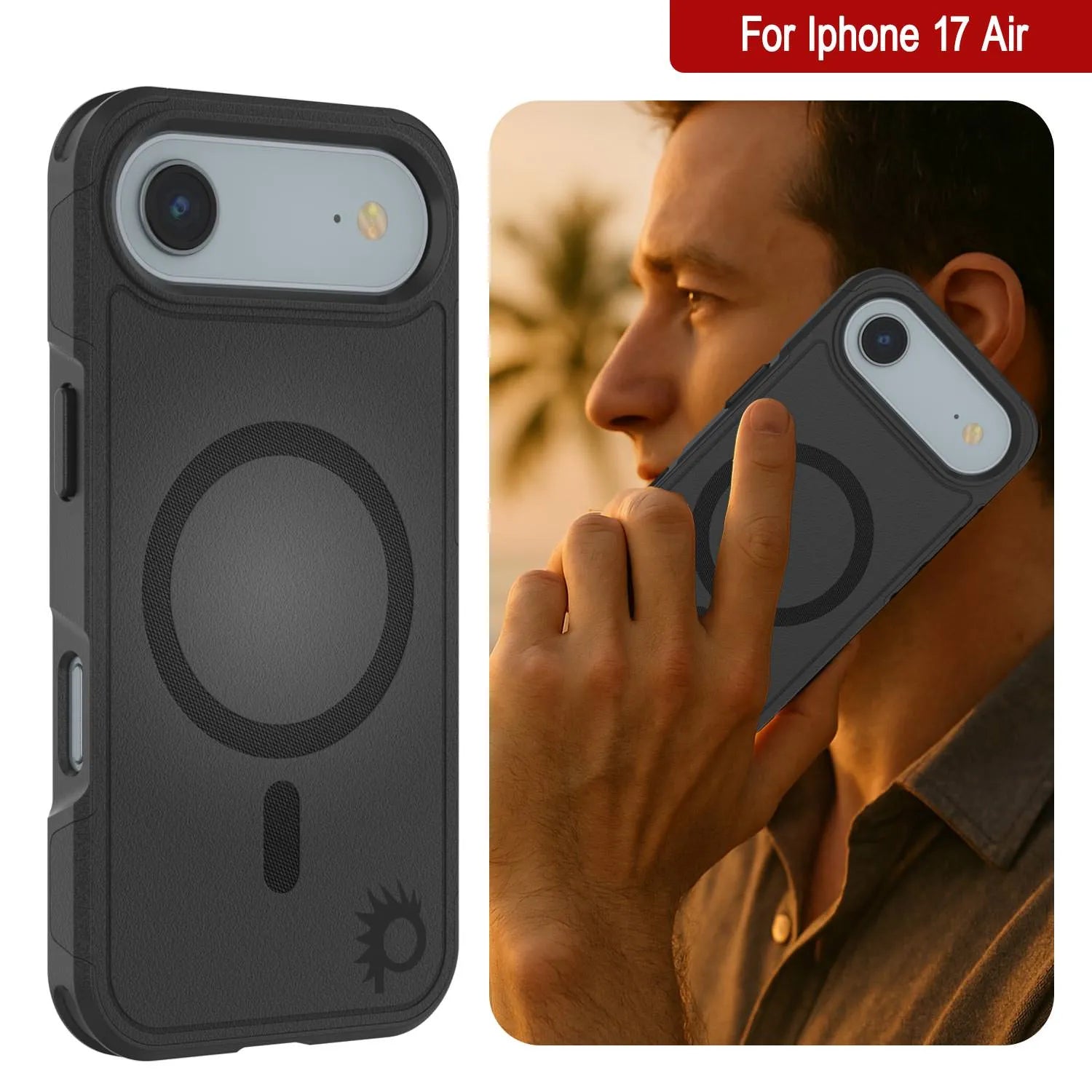 PunkCase iPhone 17 Air Case, [Spartan 2.0 Series] Clear Rugged Heavy Duty Cover W/Built in Screen Protector [Black]