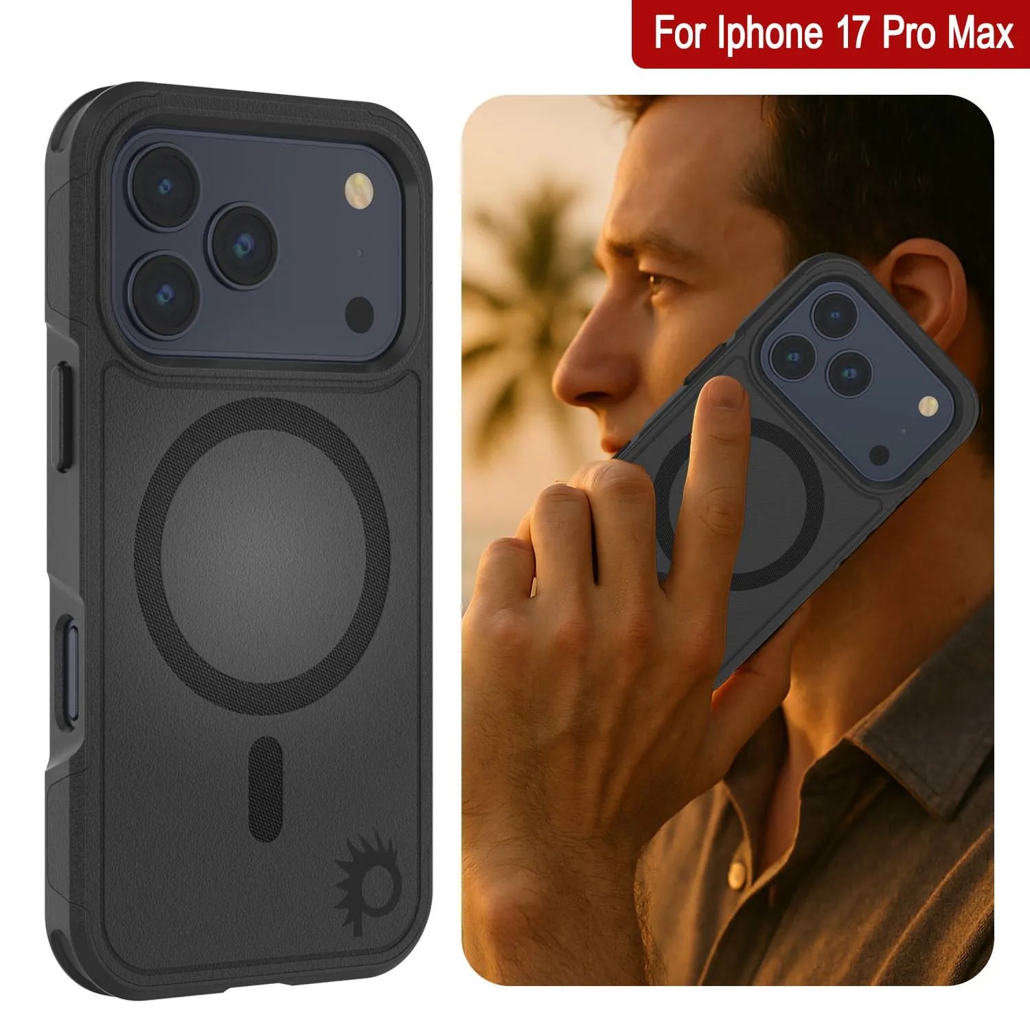 PunkCase iPhone 17 Pro Max Case, [Spartan 2.0 Series] Clear Rugged Heavy Duty Cover W/Built in Screen Protector [Black]