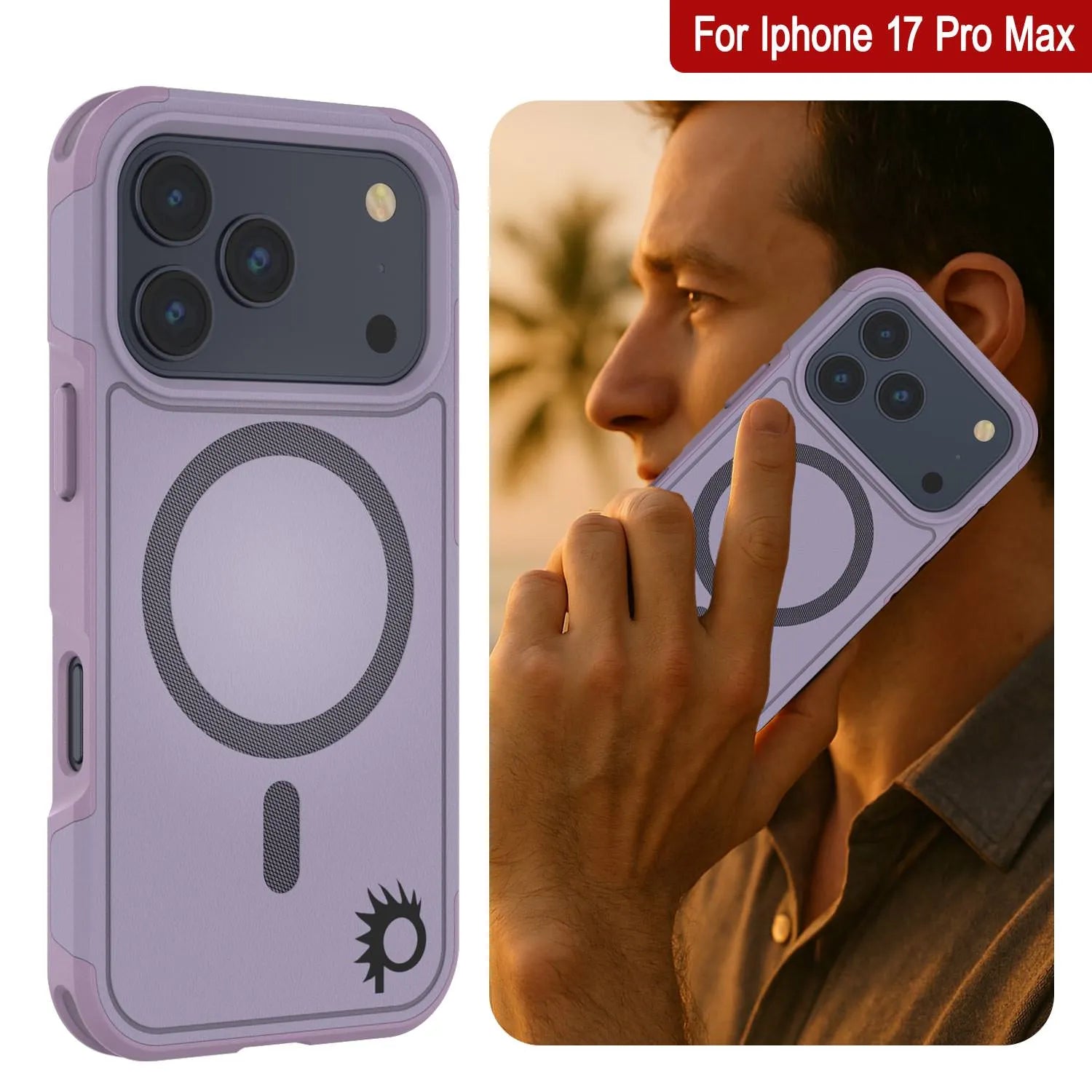 PunkCase iPhone 17 Pro Max Case, [Spartan 2.0 Series] Clear Rugged Heavy Duty Cover W/Built in Screen Protector [lilac]