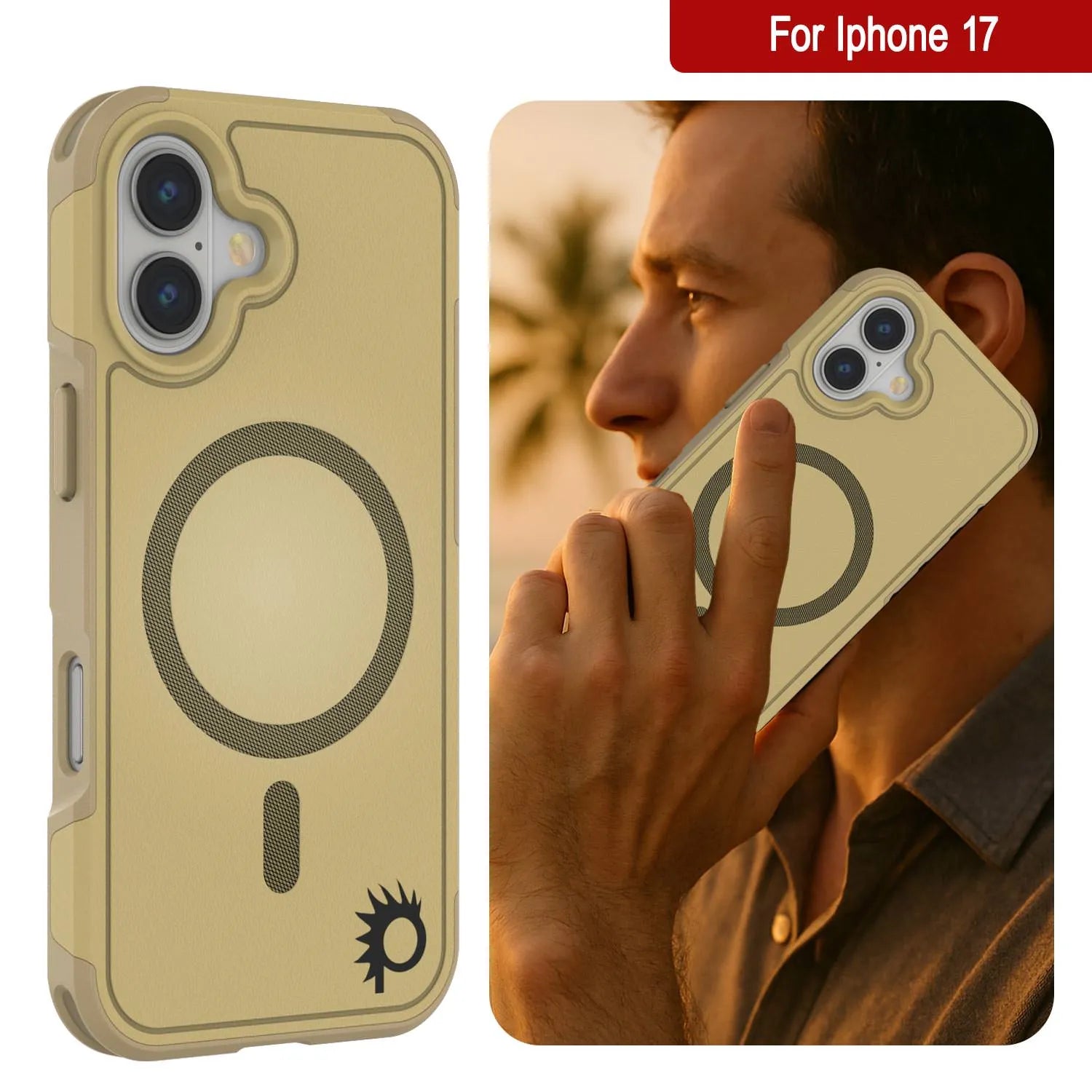 PunkCase iPhone 17 Case, [Spartan 2.0 Series] Clear Rugged Heavy Duty Cover W/Built in Screen Protector [yellow]