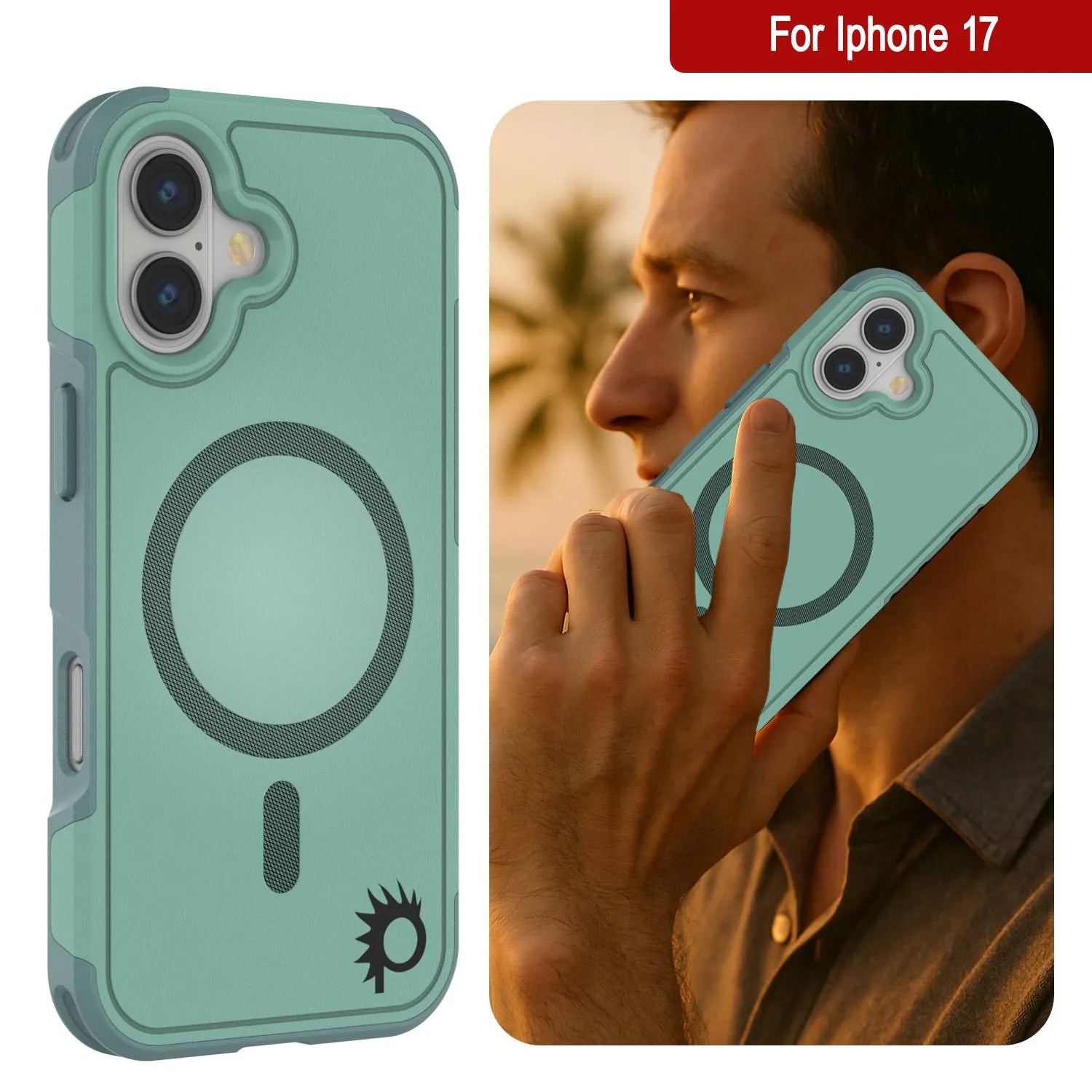 PunkCase iPhone 17 Case, [Spartan 2.0 Series] Clear Rugged Heavy Duty Cover W/Built in Screen Protector [teal]
