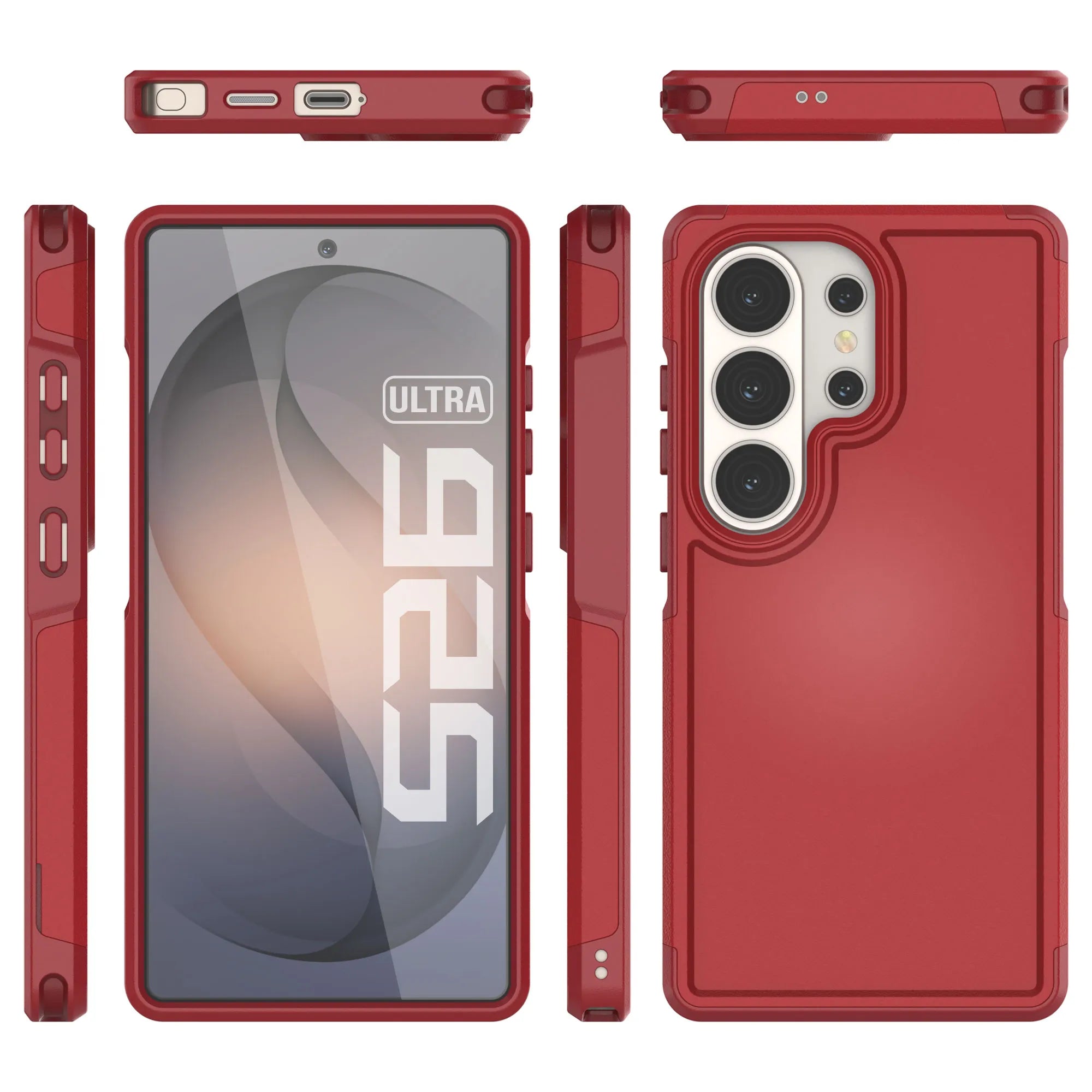 PunkCase Galaxy S26 Ultra Case, [Spartan 2.0 Series] Clear Rugged Heavy Duty Cover [Red]