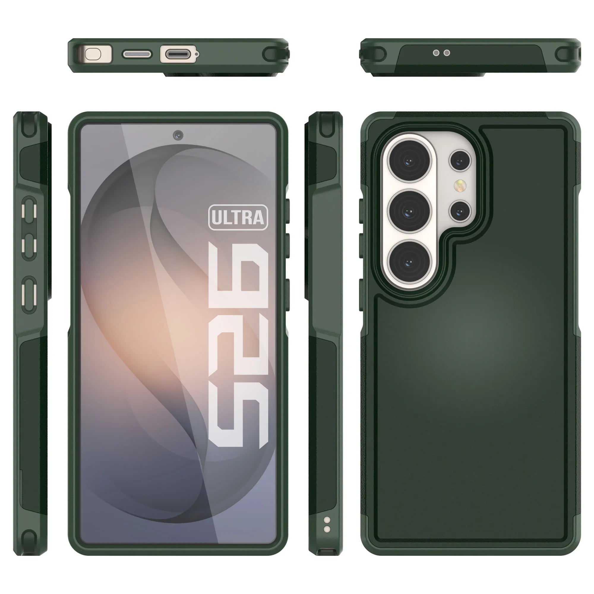 PunkCase Galaxy S26 Ultra Case, [Spartan 2.0 Series] Clear Rugged Heavy Duty Cover [Dark Green]