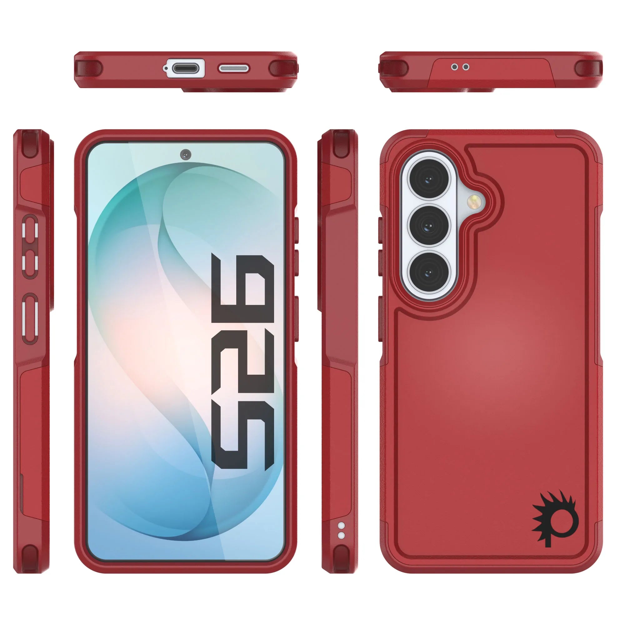 PunkCase Galaxy S26 Case, [Spartan 2.0 Series] Clear Rugged Heavy Duty Cover [Red]