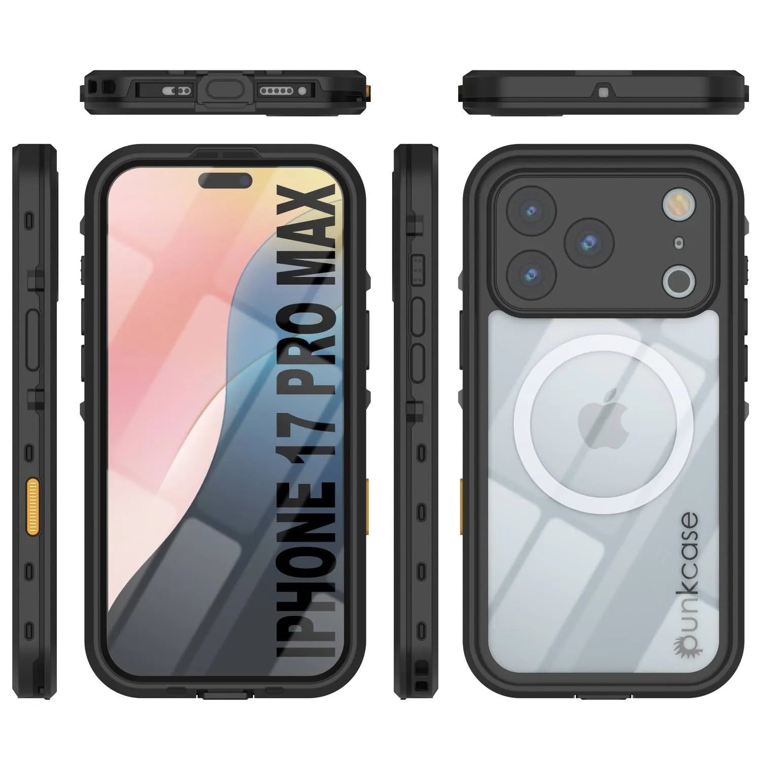 iPhone 17 Pro Max Waterproof IP68 Case, Punkcase [Black] [StudStar Series] [Slim Fit]