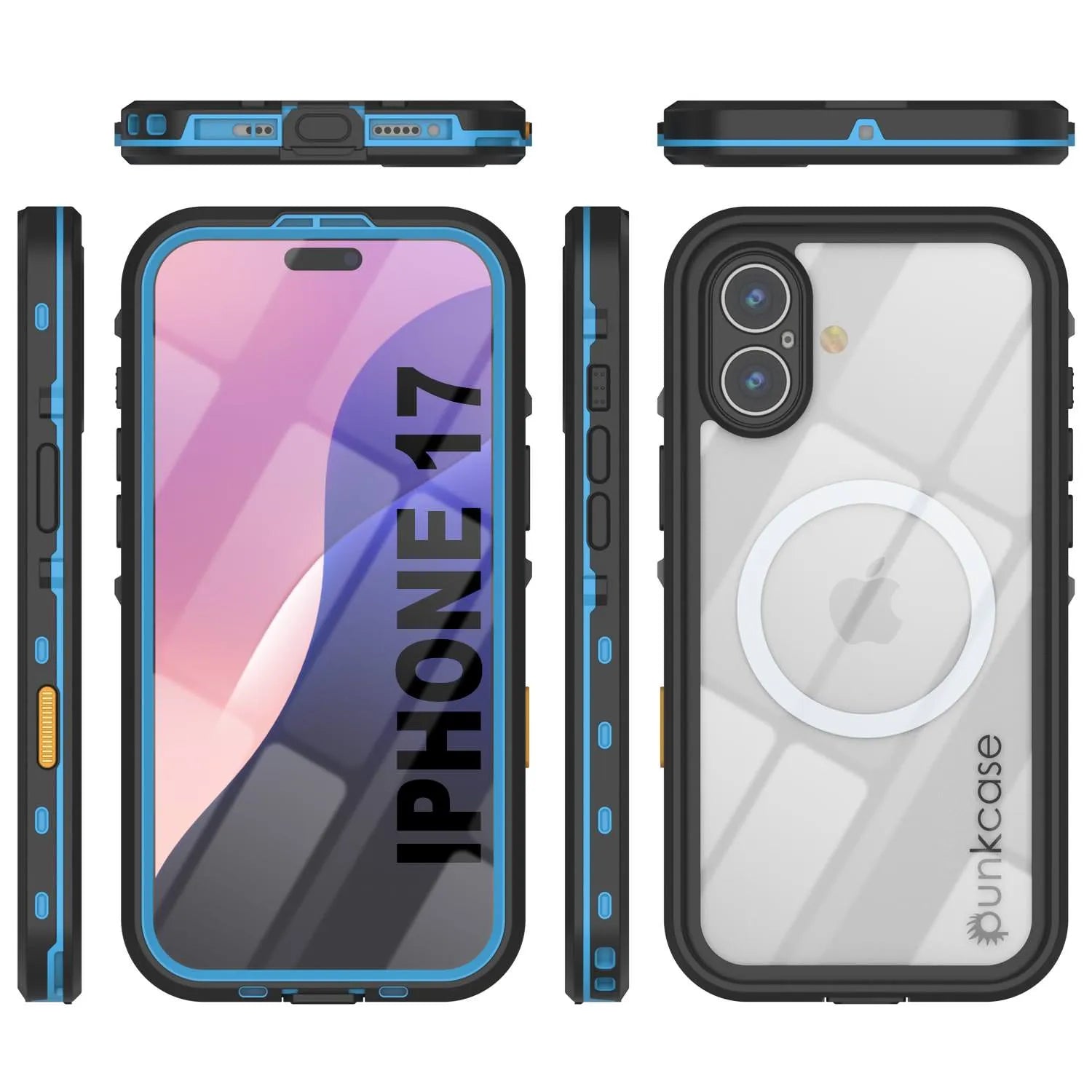 iPhone 17 Waterproof IP68 Case, Punkcase [Light blue] [StudStar Series] [Slim Fit] [Dirtproof]