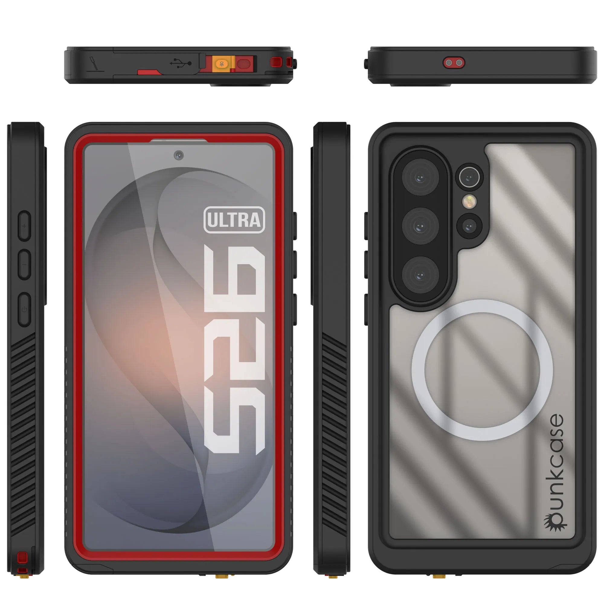 Galaxy S26 Ultra Waterproof Case, Punkcase [Extreme Mag Series] Armor Cover W/ Built In Screen Protector [Red]