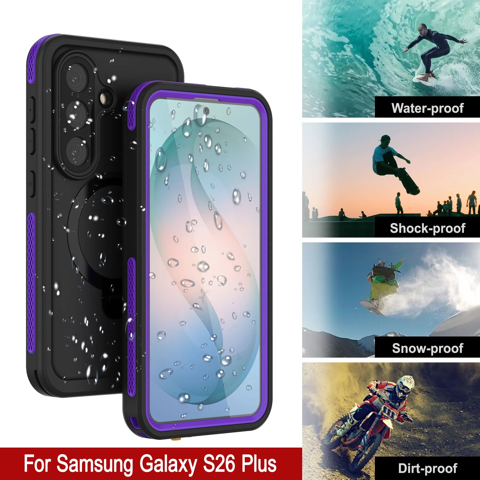 Galaxy S26 Plus Waterproof Case [Kickstud 2.0 Series] Protective IP68 Cover W/Screen Protector & Kickstand [Purple]
