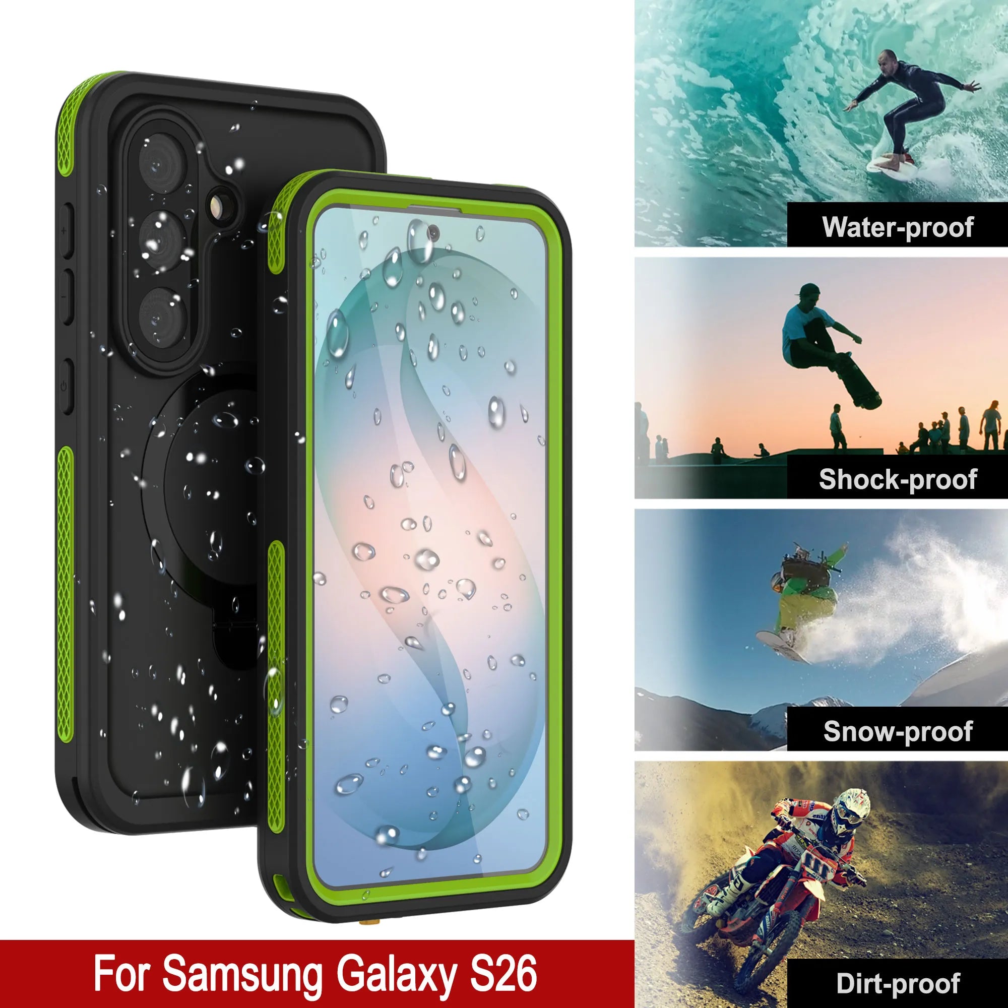 Galaxy S26 Waterproof Case [Kickstud 2.0 Series] Protective IP68 Cover W/Screen Protector & Kickstand [Green]