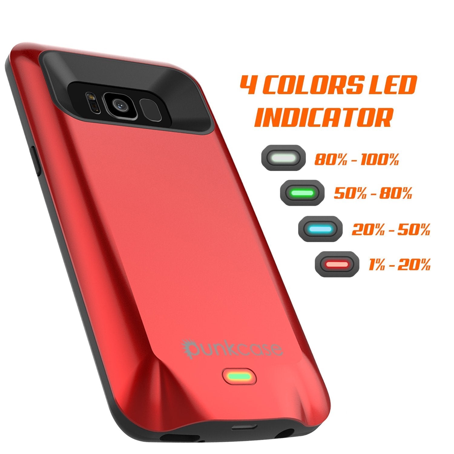 Galaxy S8 PLUS Battery Case, Punkcase 5500mAH Charger Case W/ Screen Protector | Integrated Kickstand & USB Port | IntelSwitch [Red]