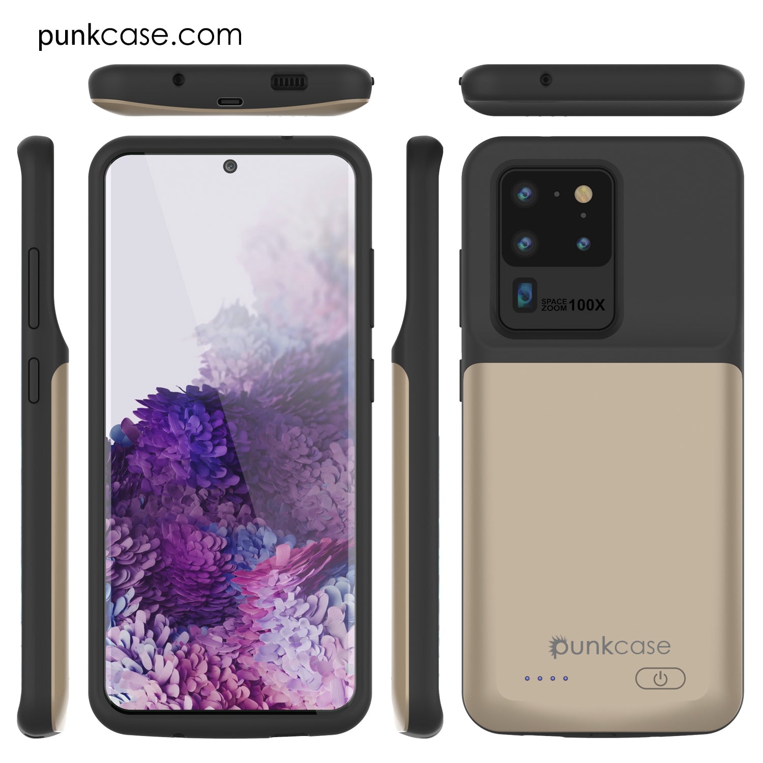 PunkJuice S20 Ultra Battery Case Gold - Fast Charging Power Juice Bank with 6000mAh