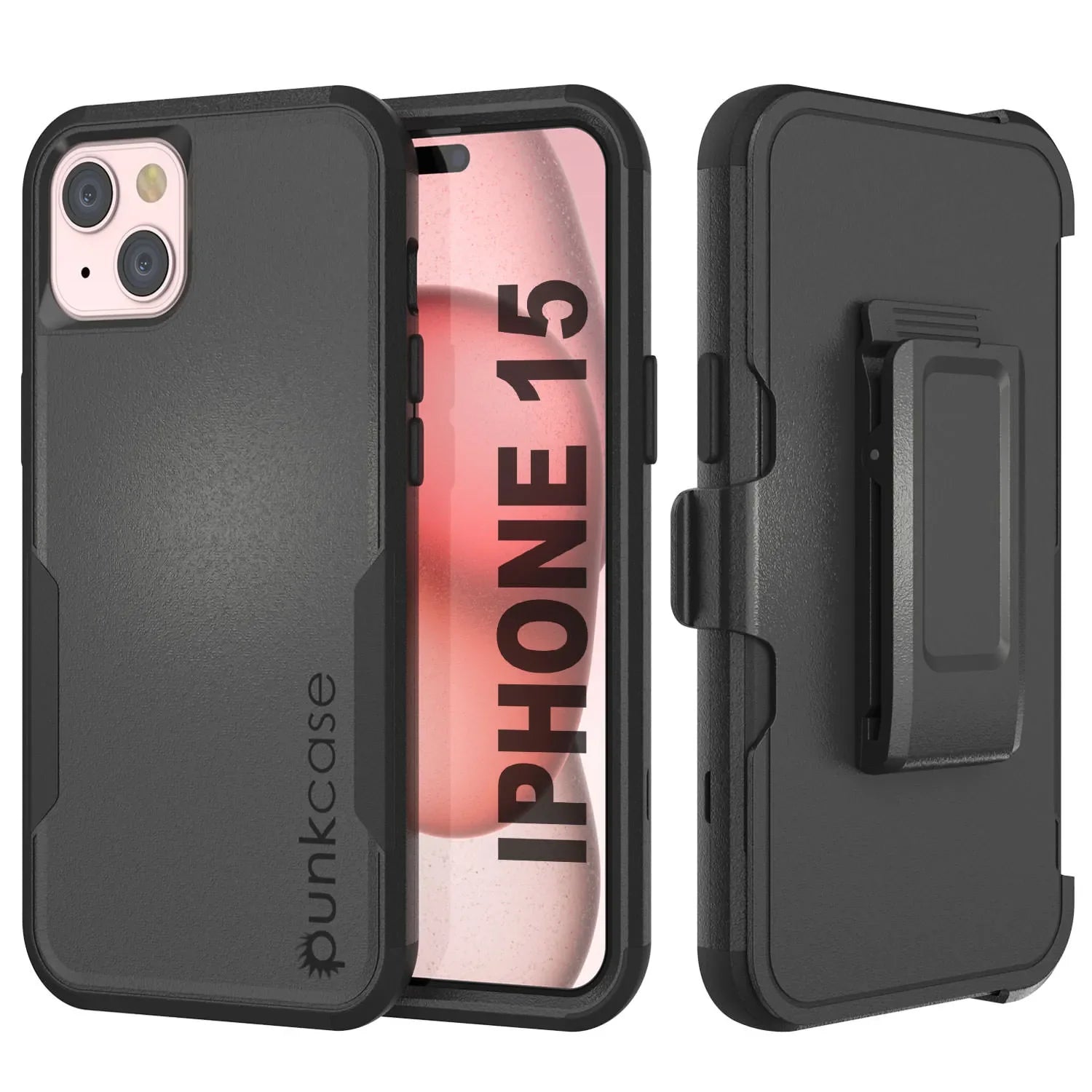 Punkcase for iPhone 15 Belt Clip Multilayer Holster Case [Patron Series] [Black]