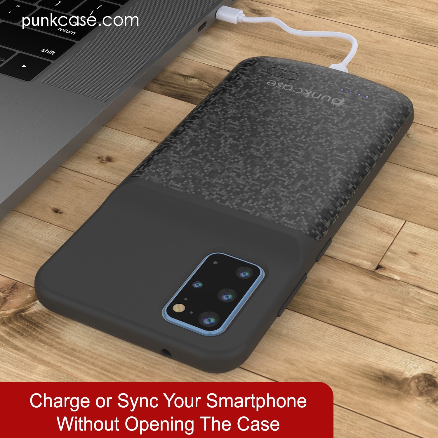 PunkJuice S20+ Plus Battery Case Patterned Black - Fast Charging Power Juice Bank with 6000mAh