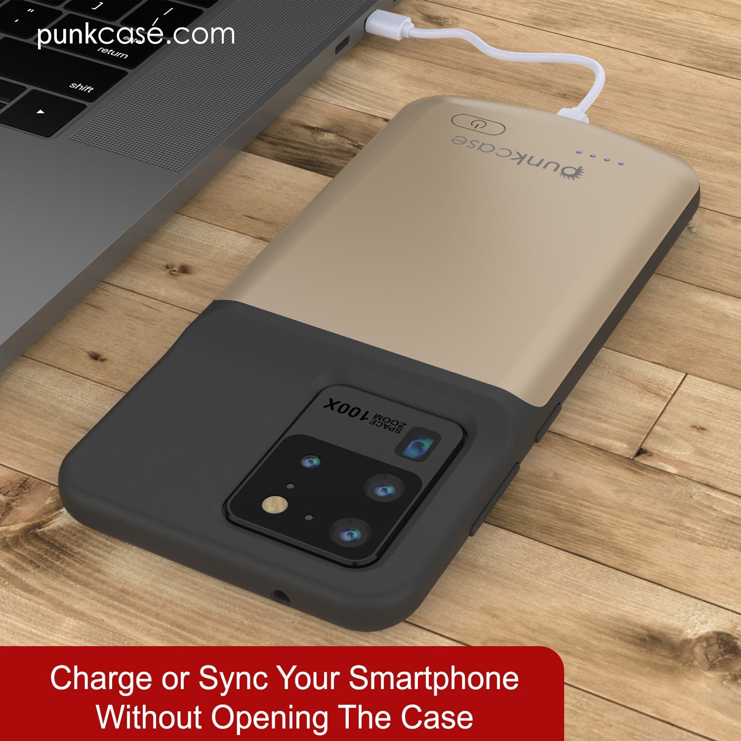 PunkJuice S20 Ultra Battery Case Gold - Fast Charging Power Juice Bank with 6000mAh