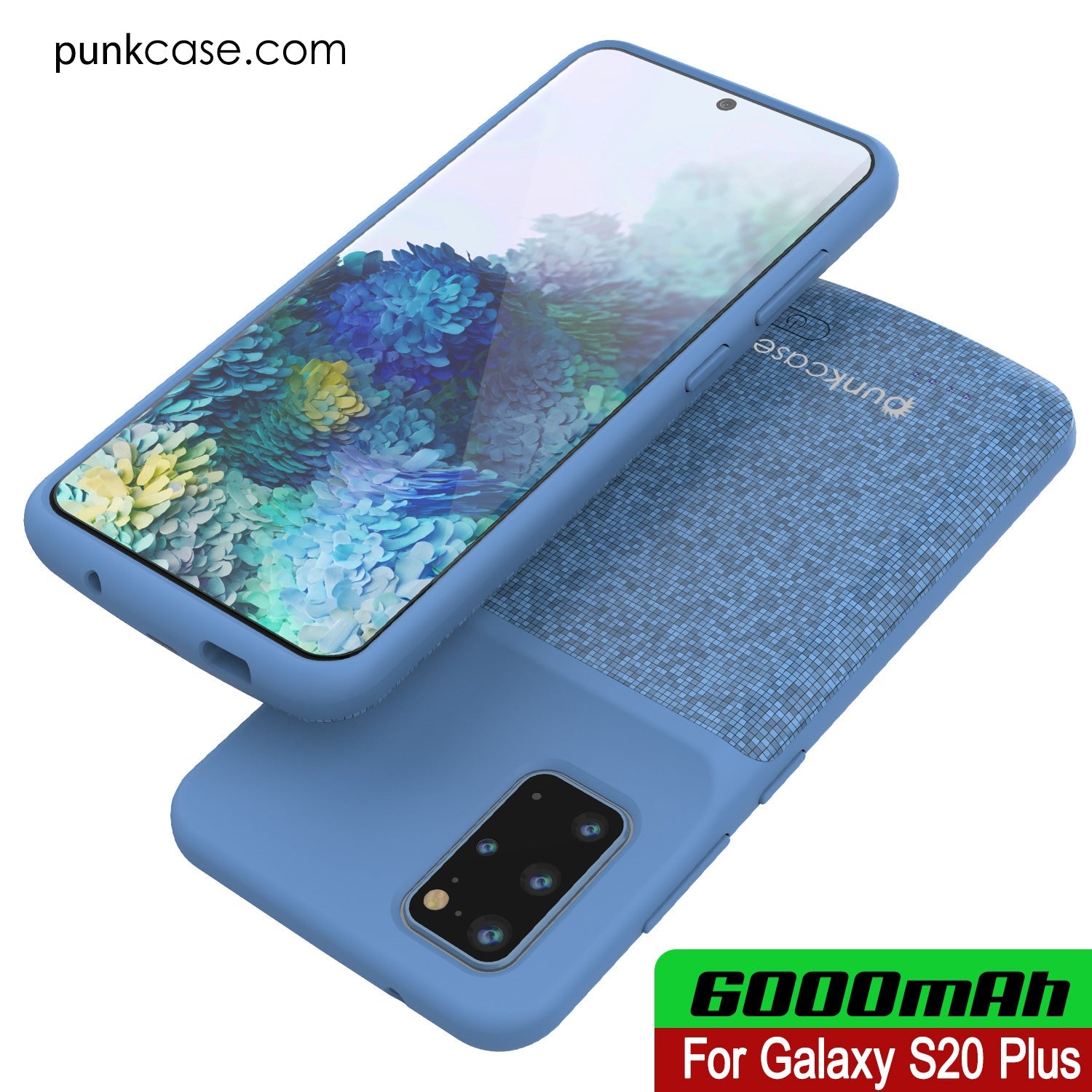 PunkJuice S20+ Plus Battery Case Patterned Blue - Fast Charging Power Juice Bank with 6000mAh