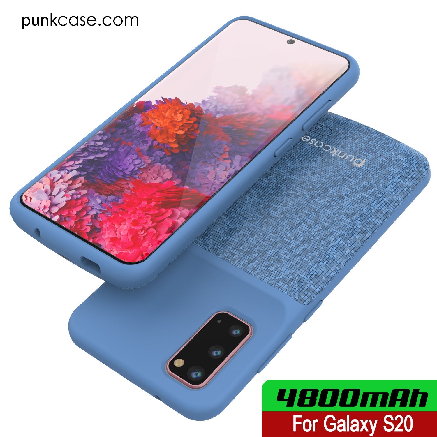 PunkJuice S20 Battery Case Patterned Blue - Fast Charging Power Juice Bank with 4800mAh