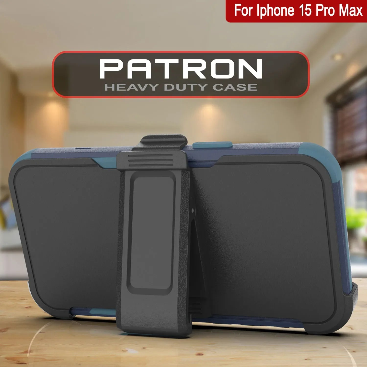Punkcase for iPhone 15 Pro Max Belt Clip Multilayer Holster Case [Patron Series] [Navy Blue]