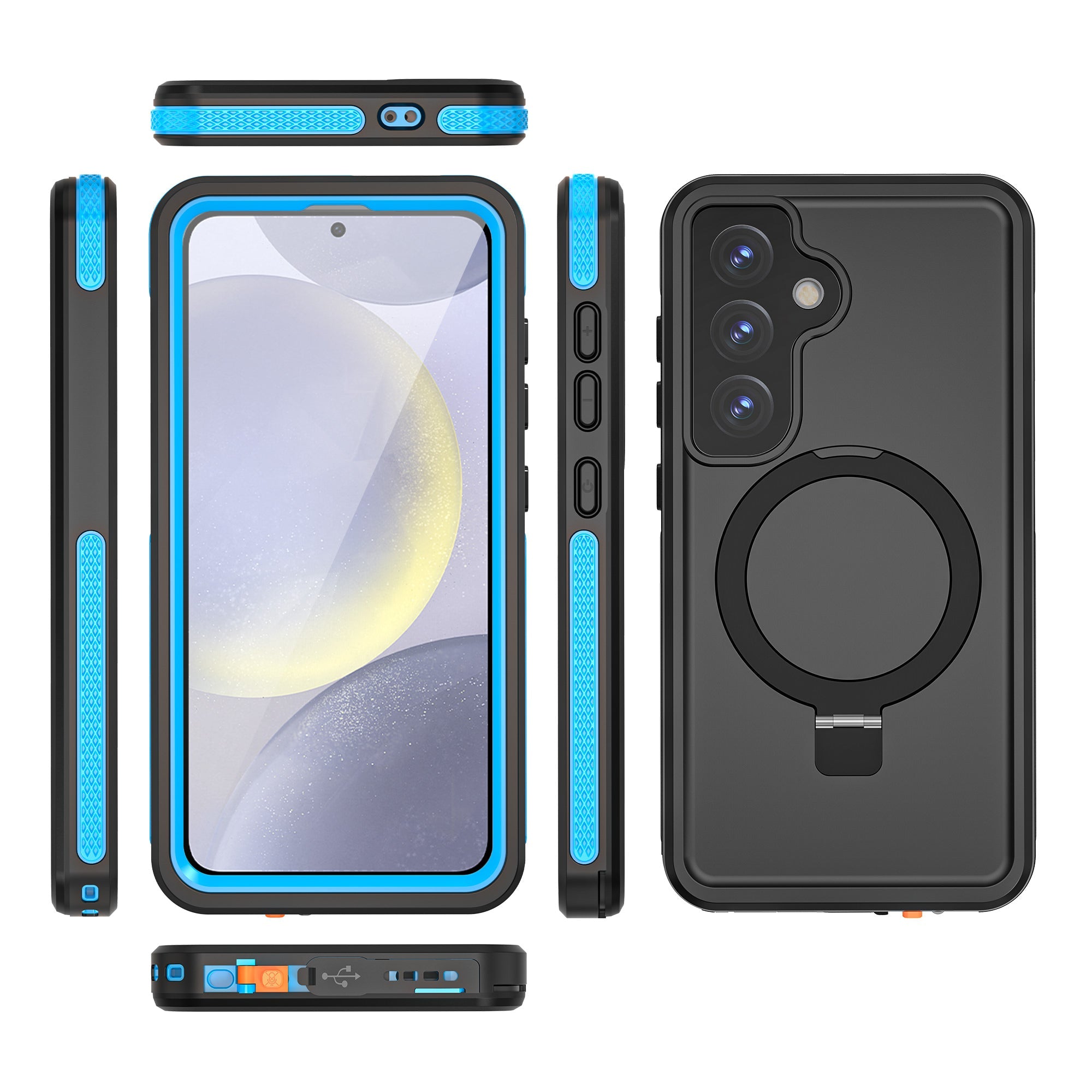 Galaxy S25 Waterproof Case [Kickstud 2.0 Series] Protective IP68 Cover W/Screen Protector & Kickstand [Blue]