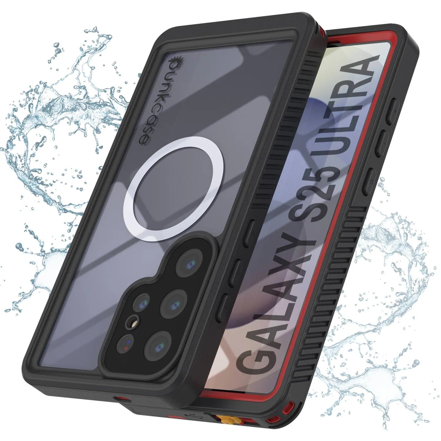 Galaxy S25 Ultra Waterproof Case, Punkcase [Extreme Mag Series] Armor Cover W/ Built In Screen Protector [Red]